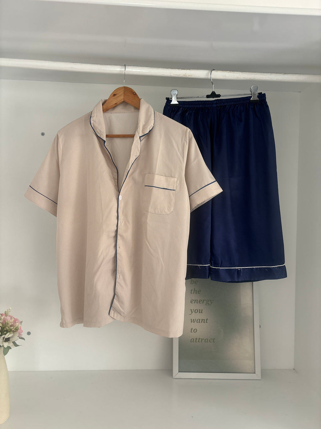 Striped pj(beige & blue)