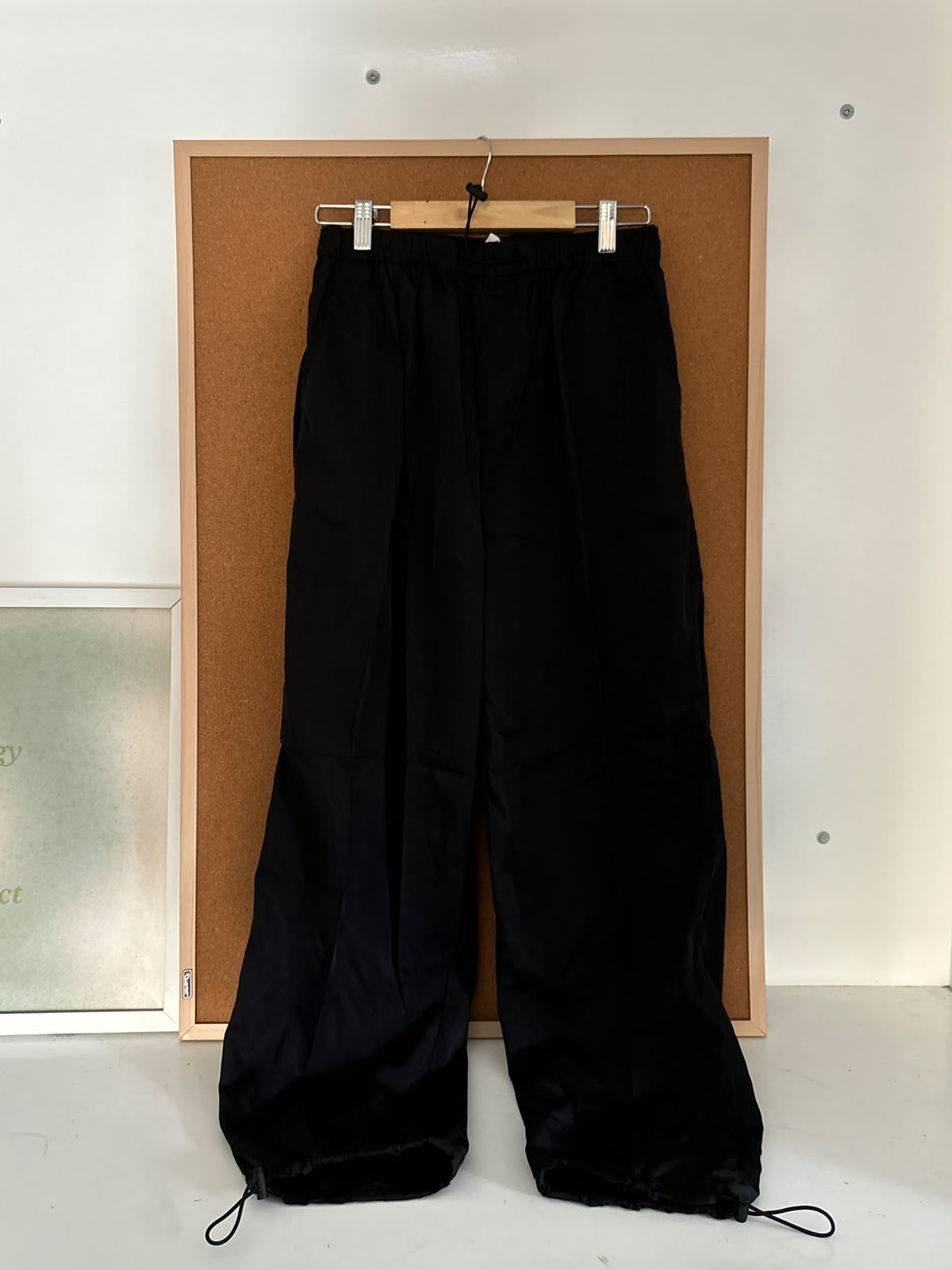 Black parachute pants