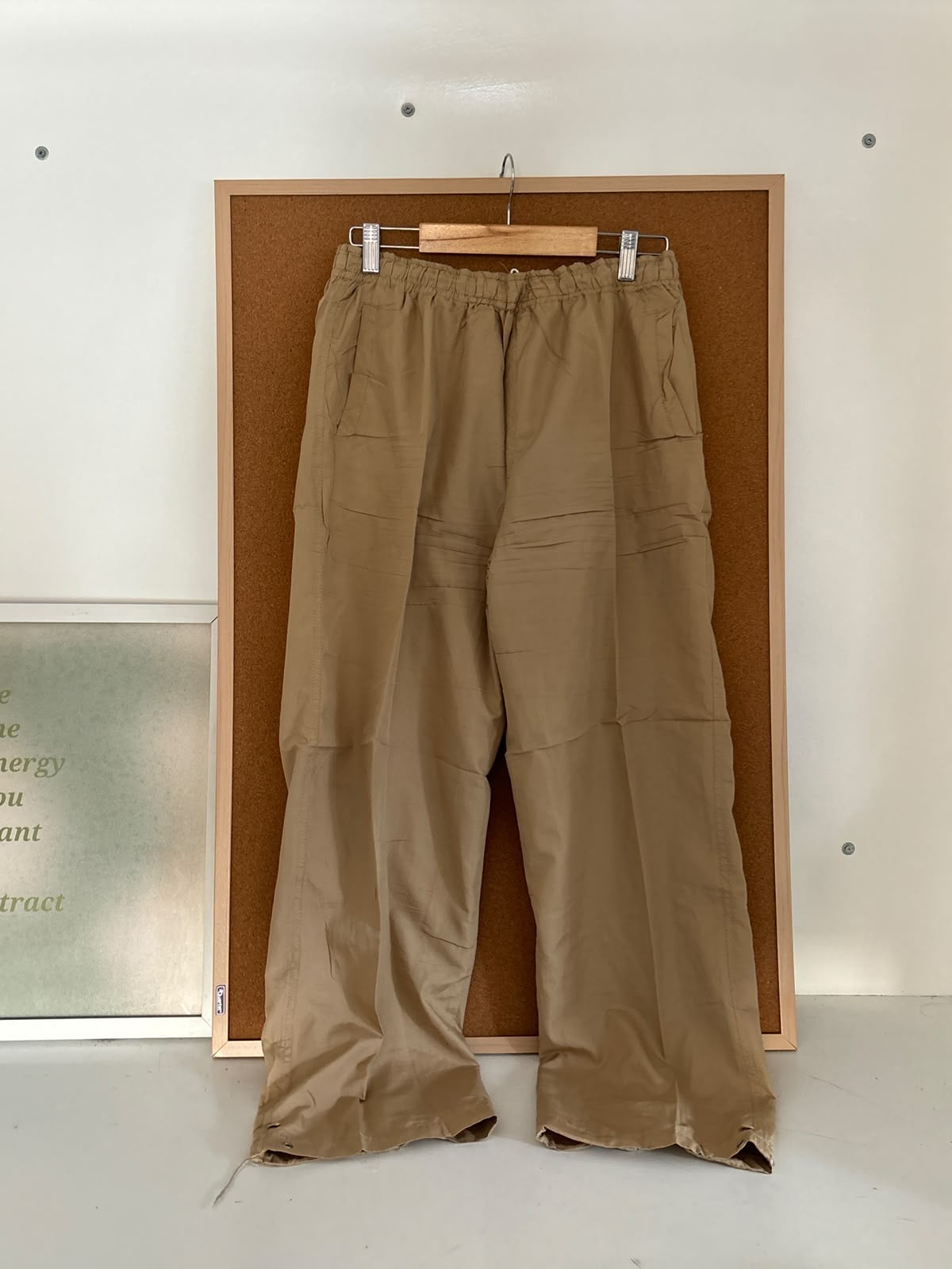 Beige parachute pants