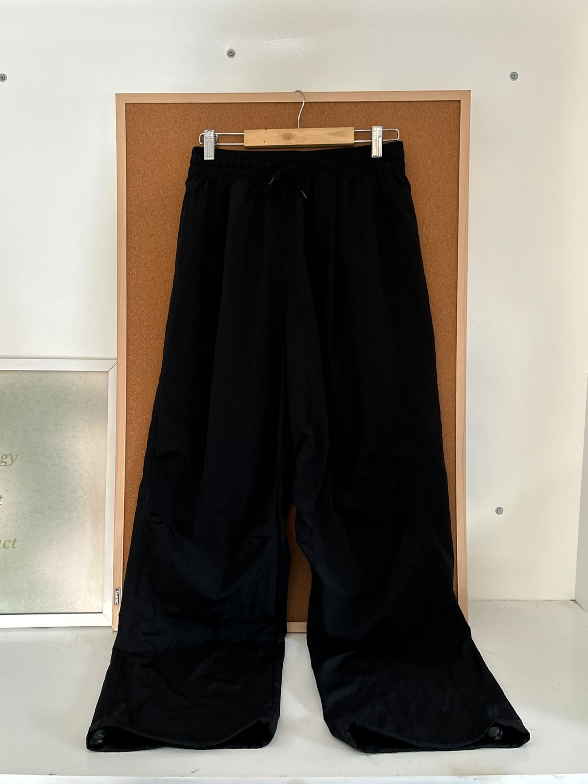 Black parachute pants