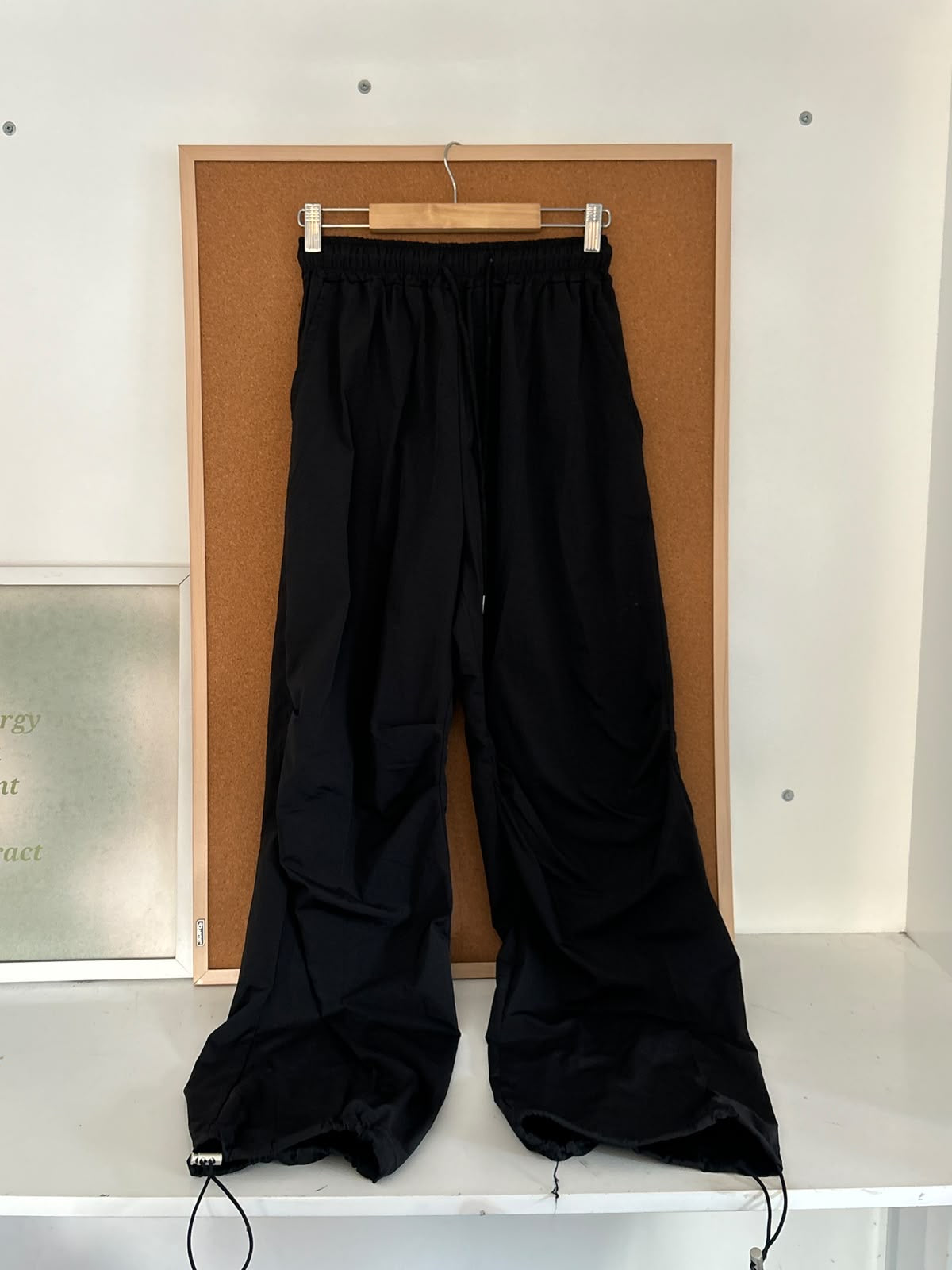 Black parachute pants