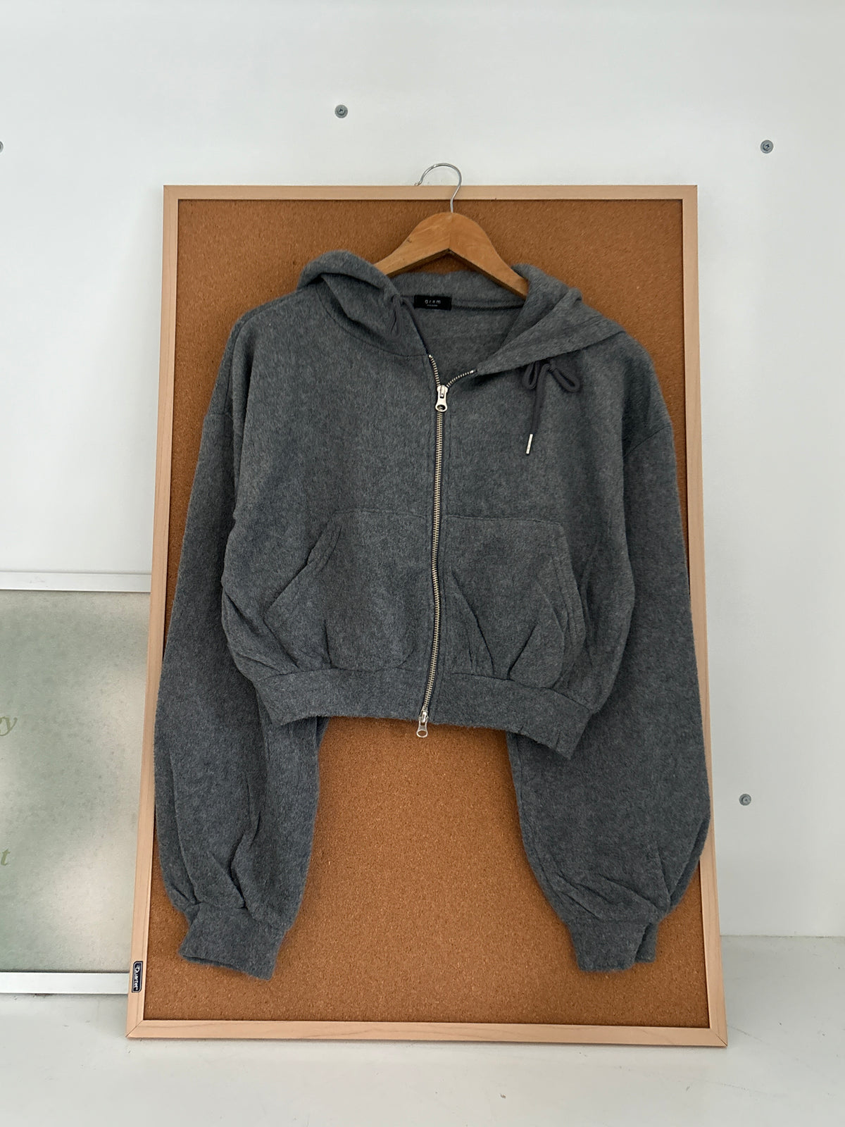 Cropped zipper hoodie