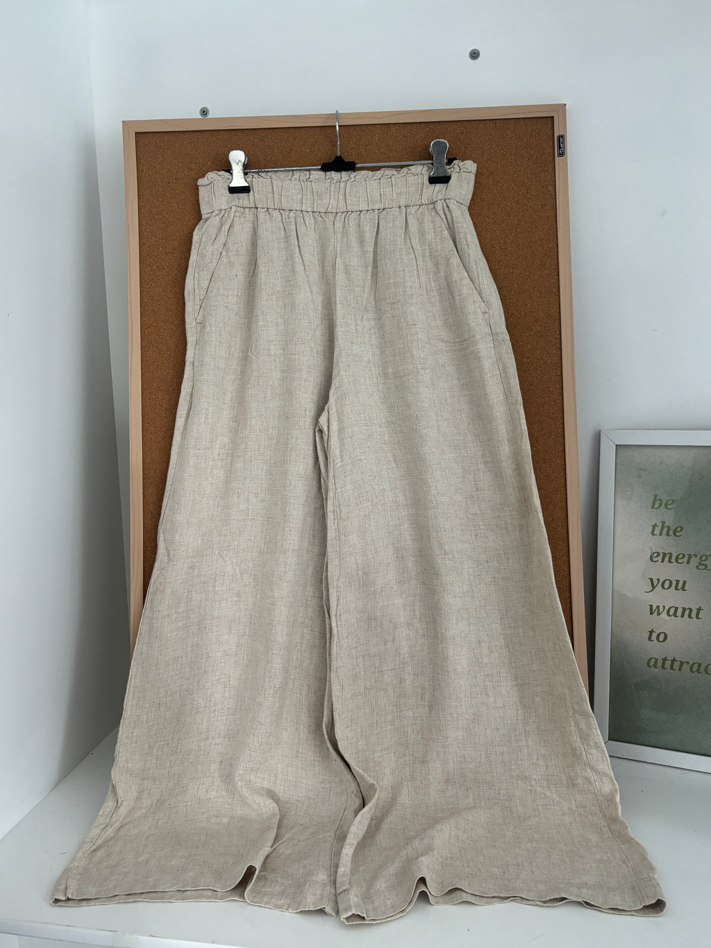 Beige linen trousers