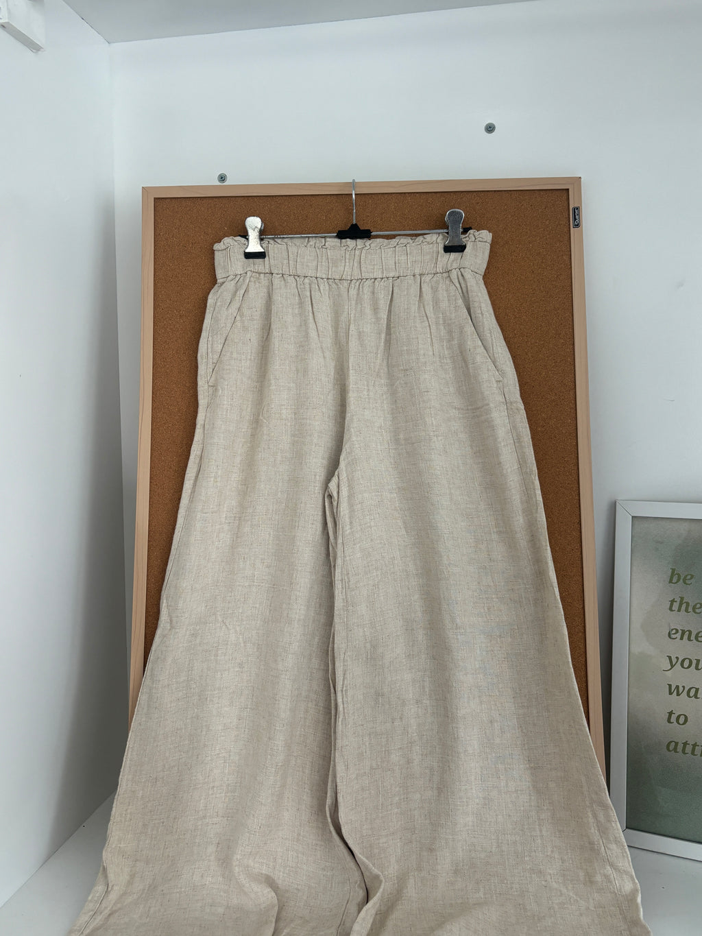 Beige linen trousers