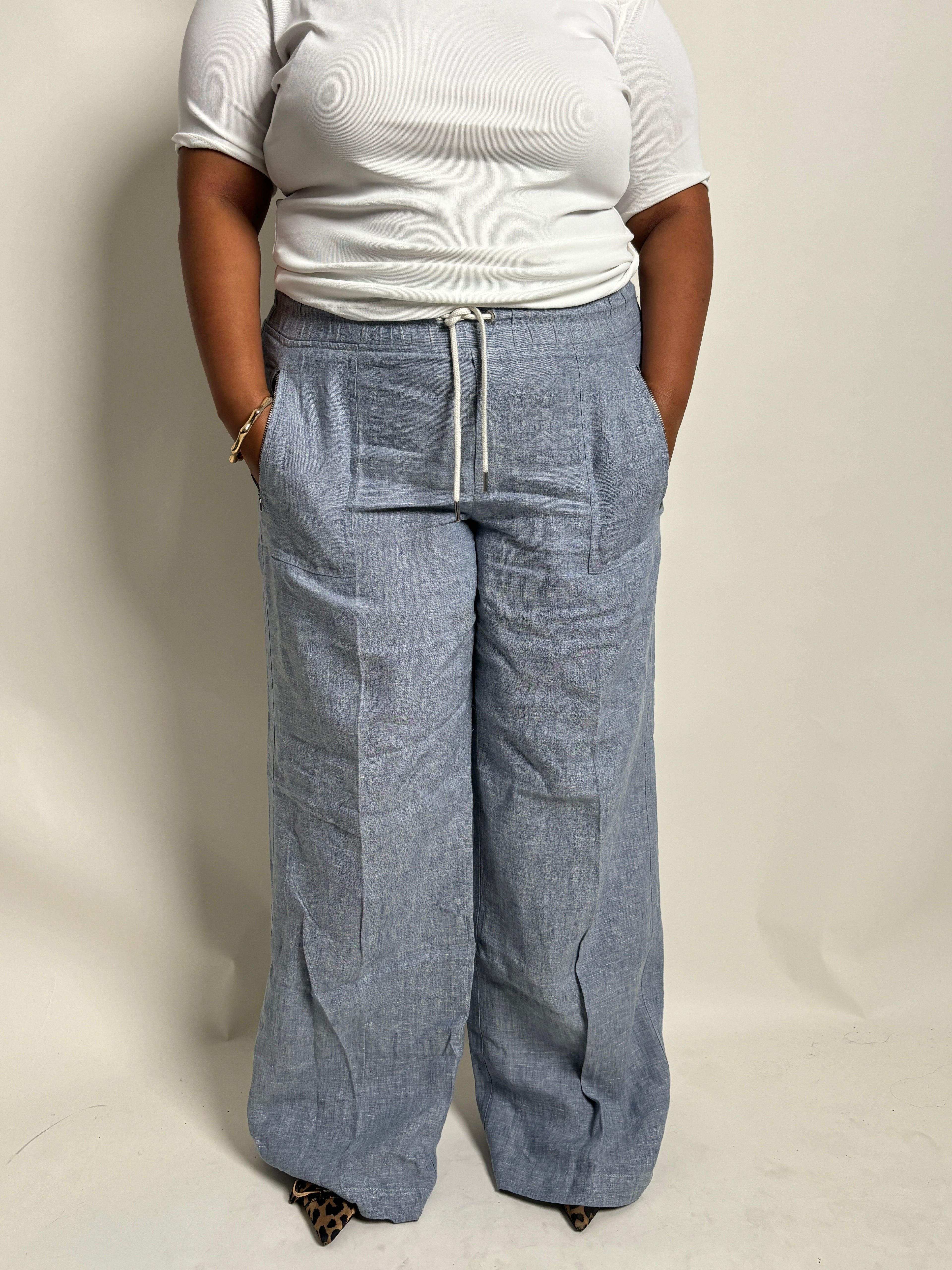 Blue linen trouser