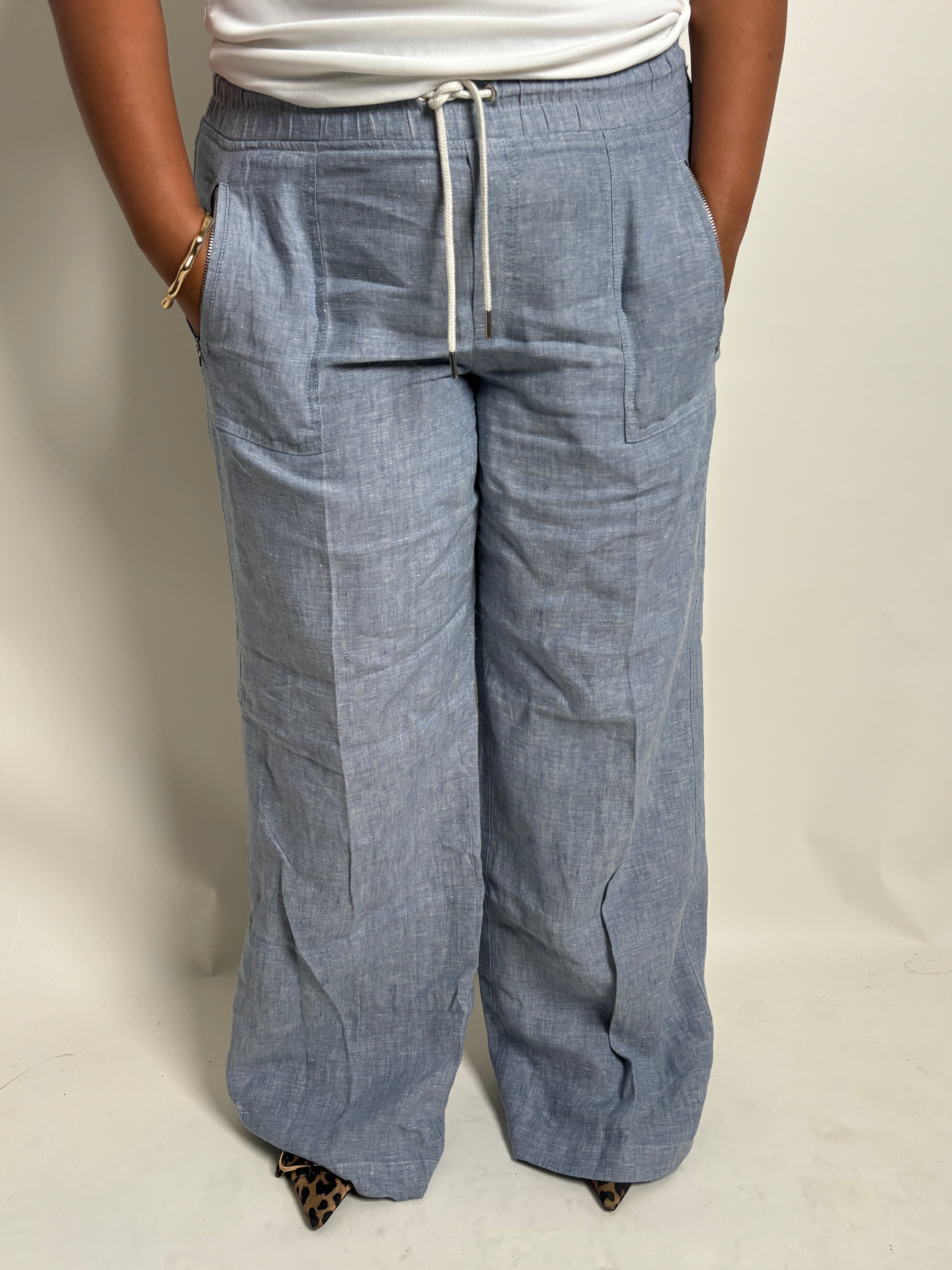 Blue linen trouser