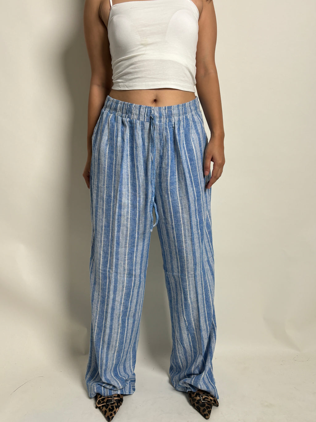 Striped linen trouser