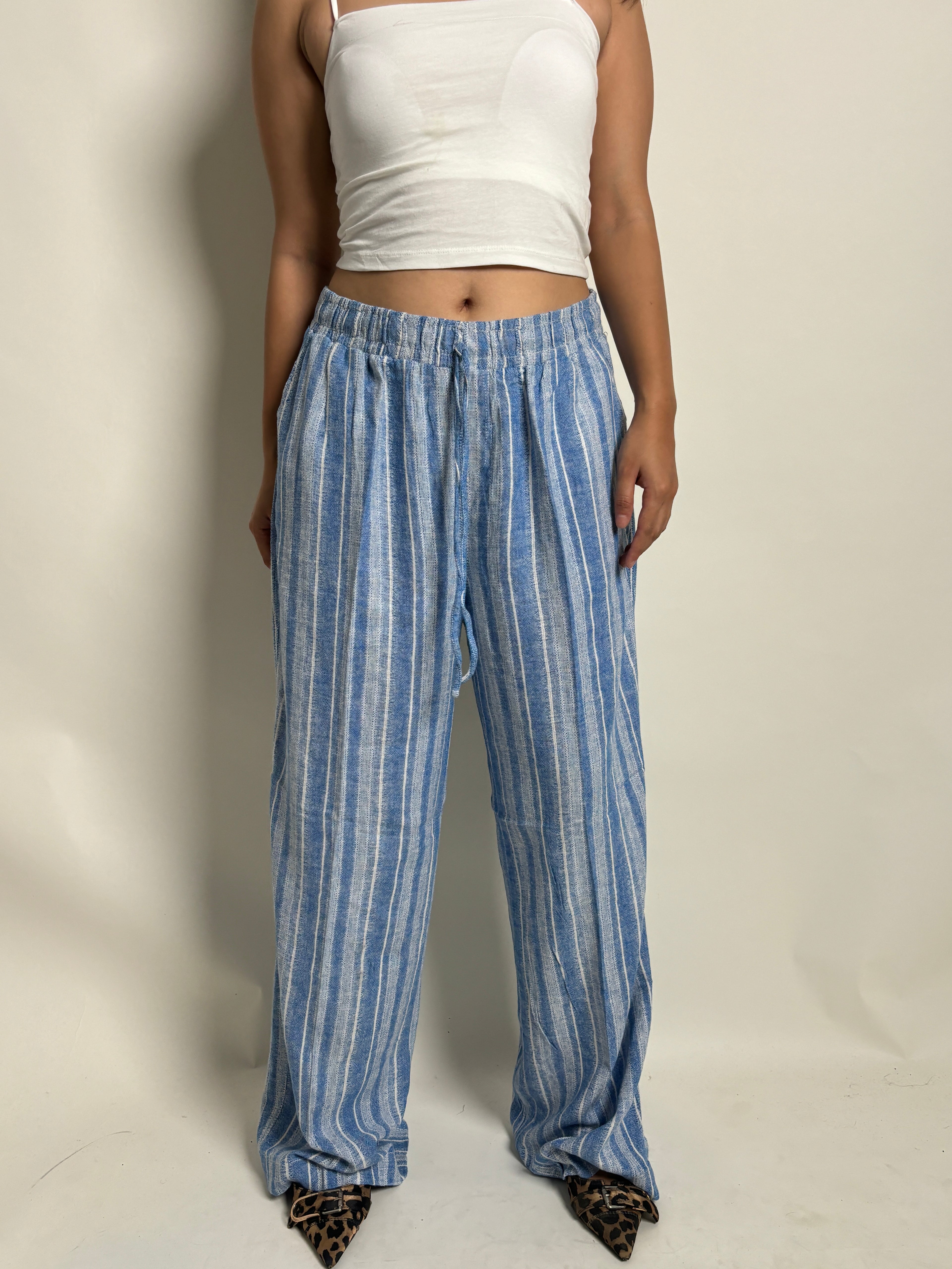Striped linen trouser