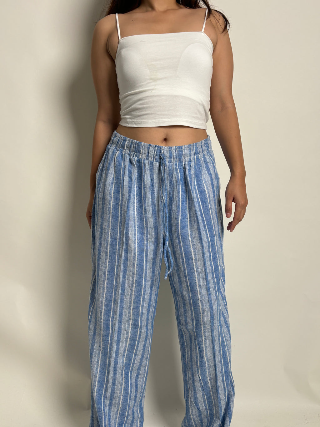 Striped linen trouser