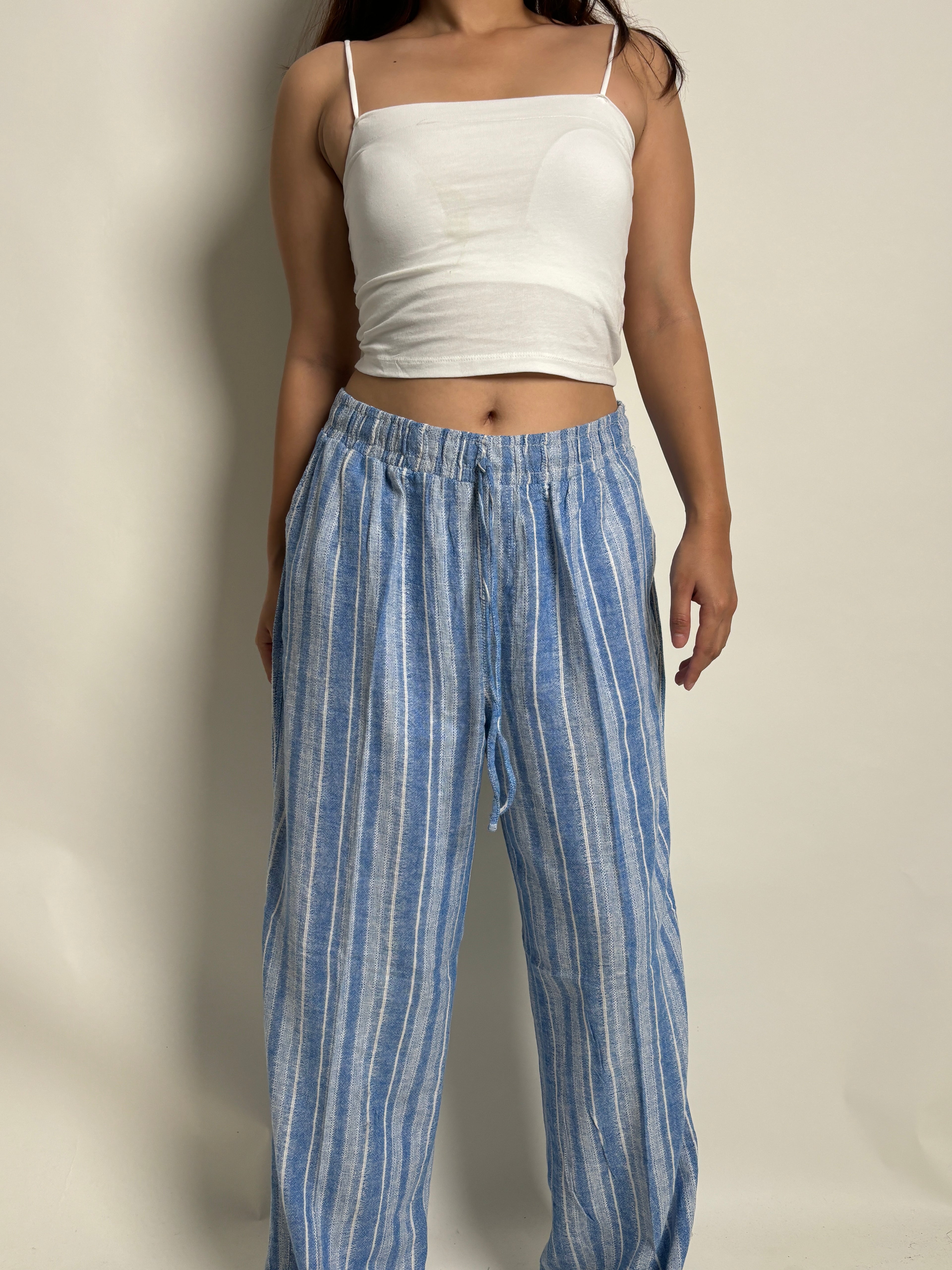 Striped linen trouser