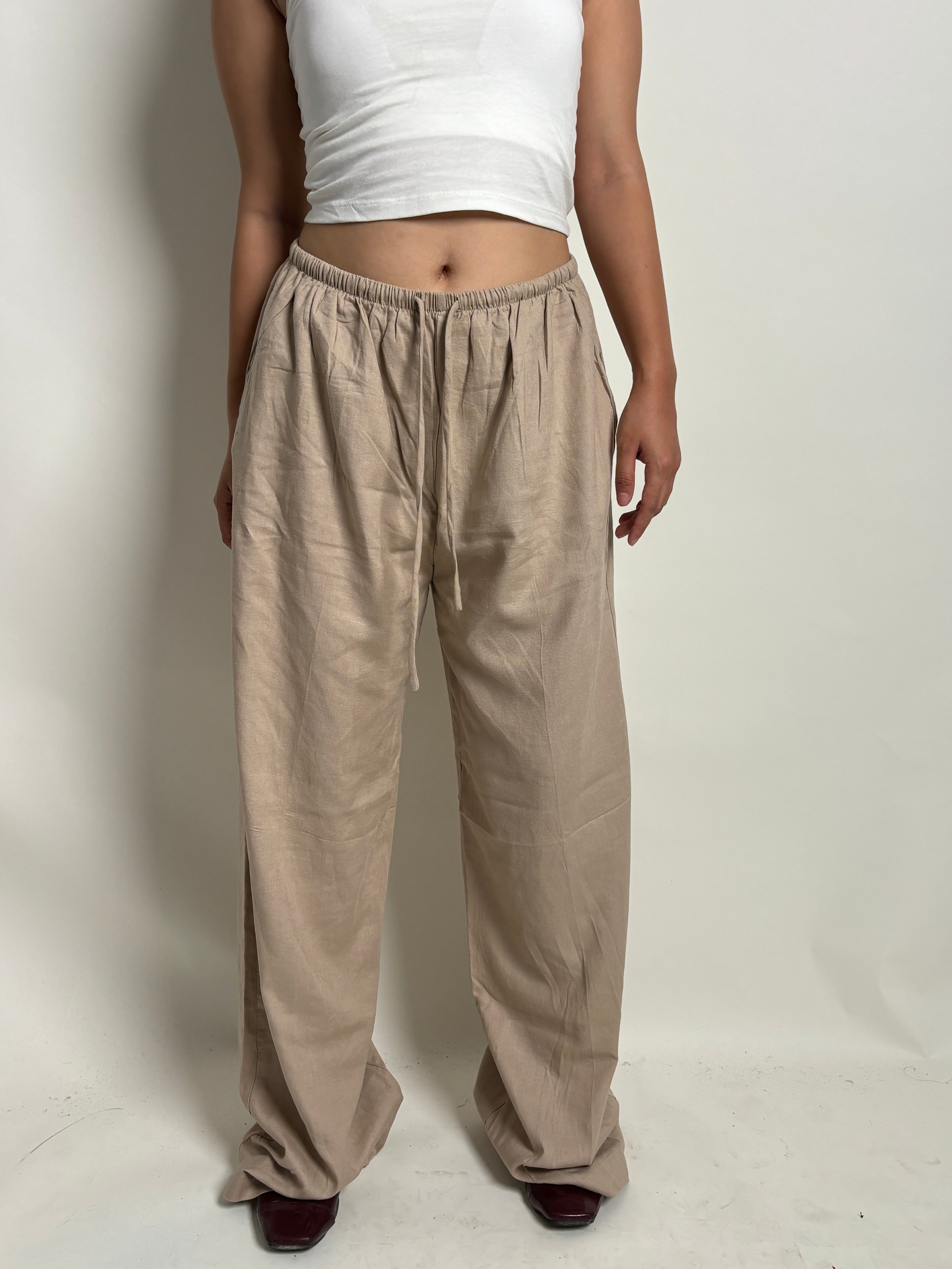 Beige linen trouser
