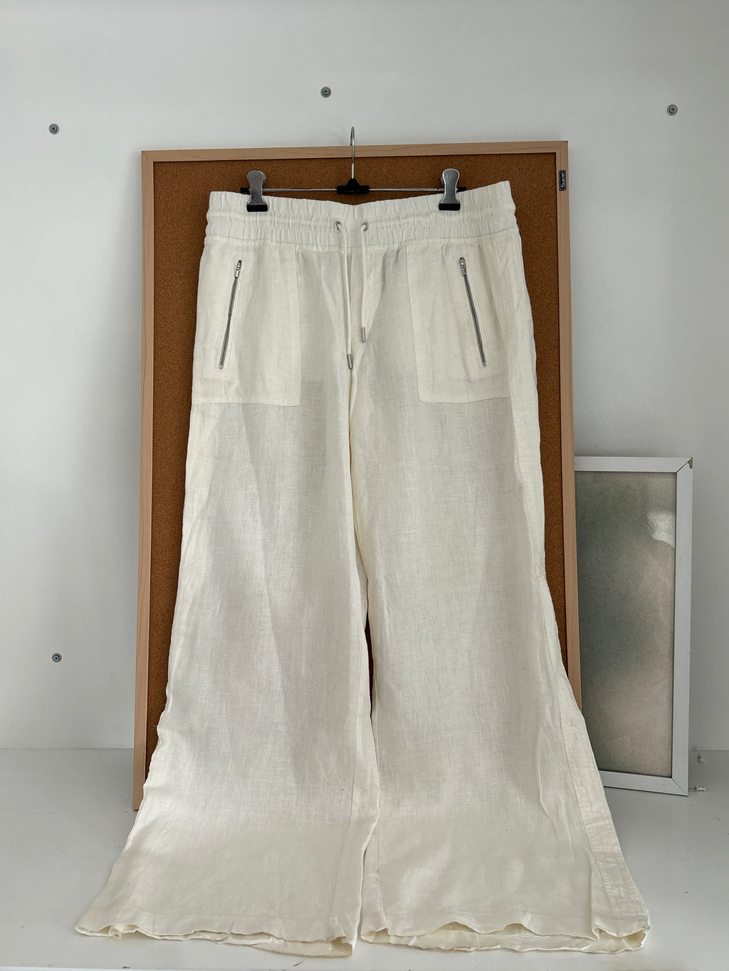 White linen trousers