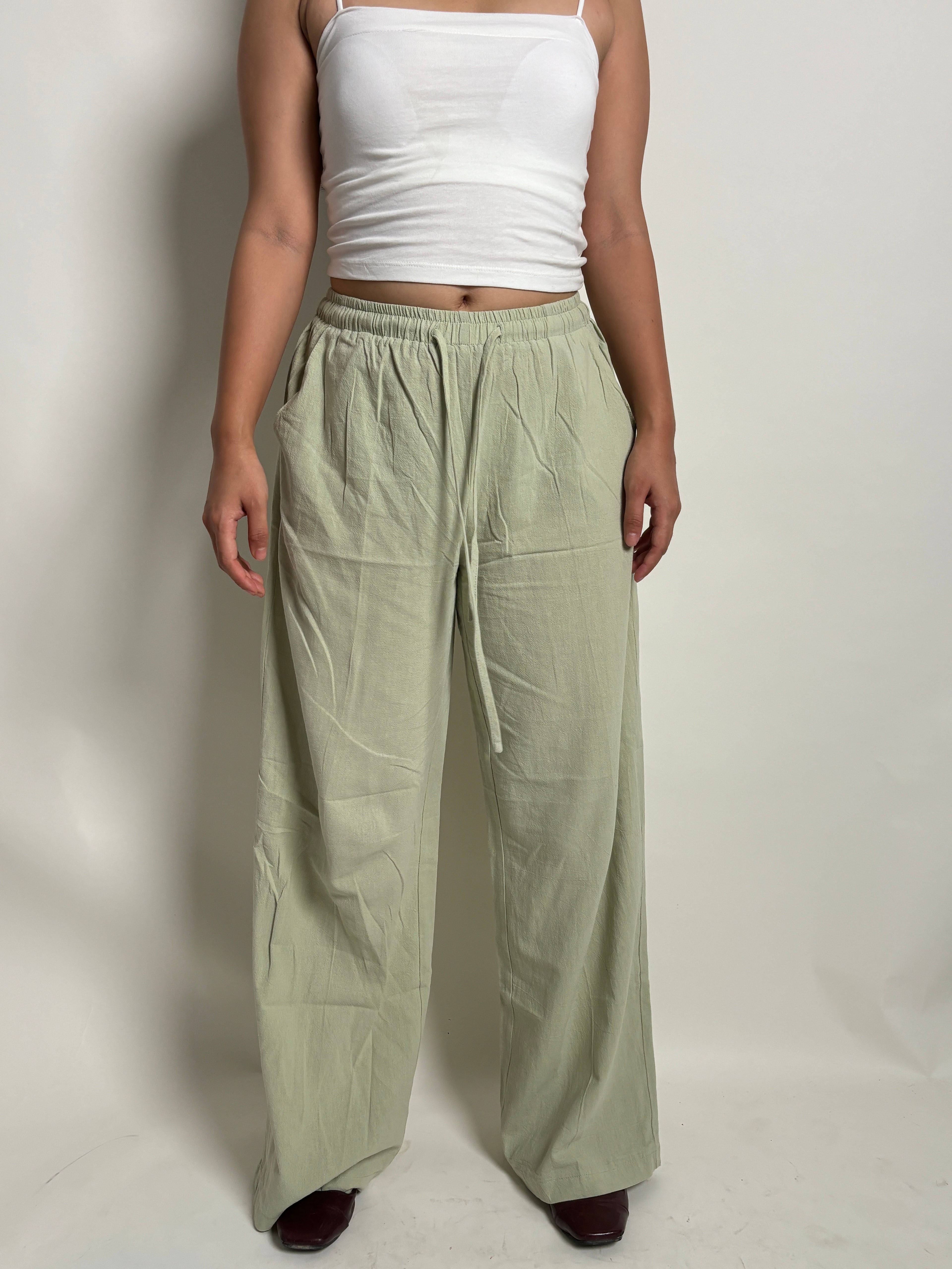 Pistachio linen trousers