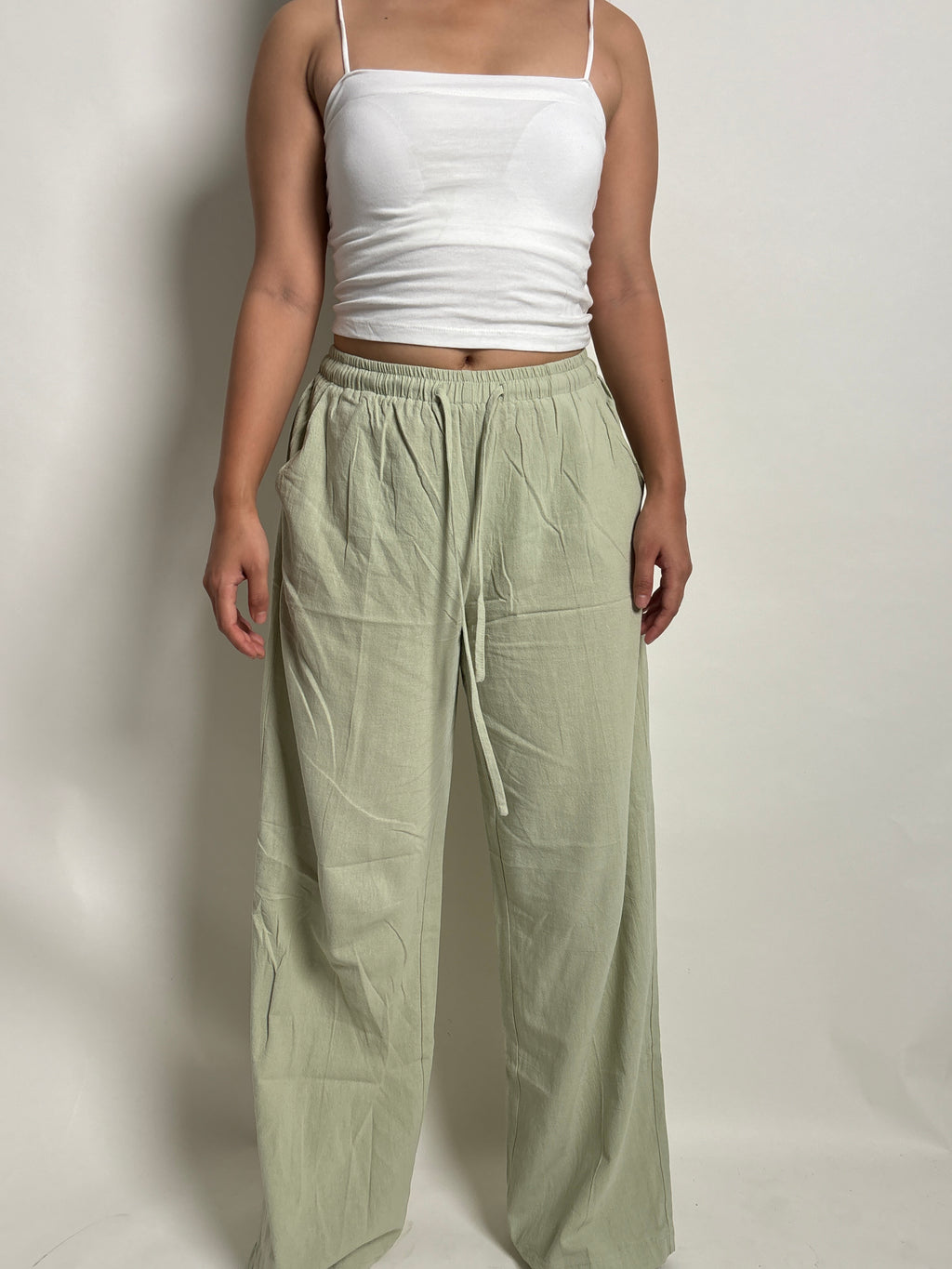 Pistachio linen trousers