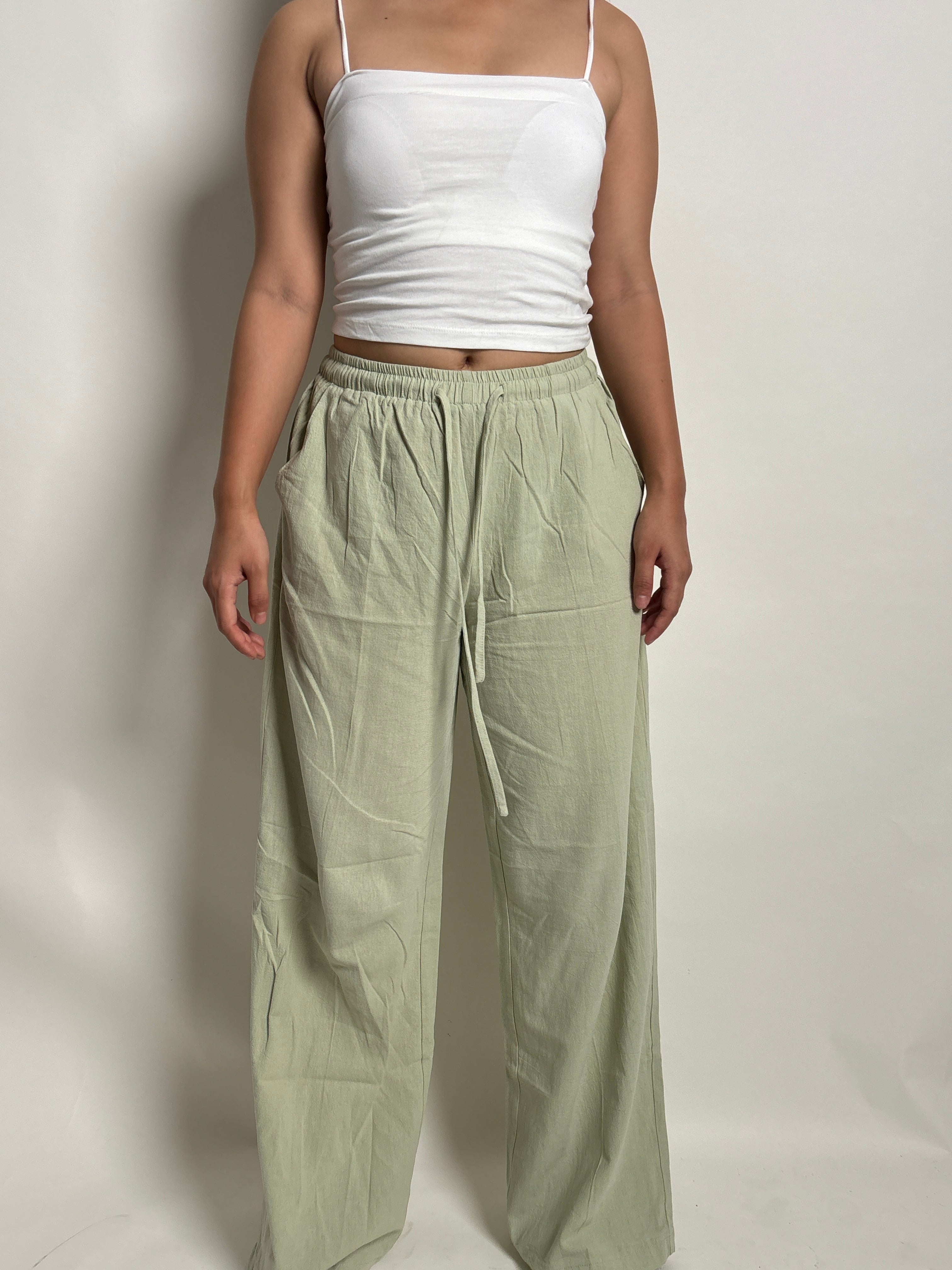 Pistachio linen trousers