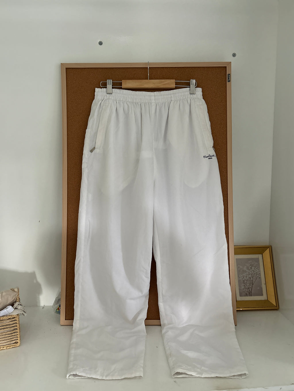 White parachute pants