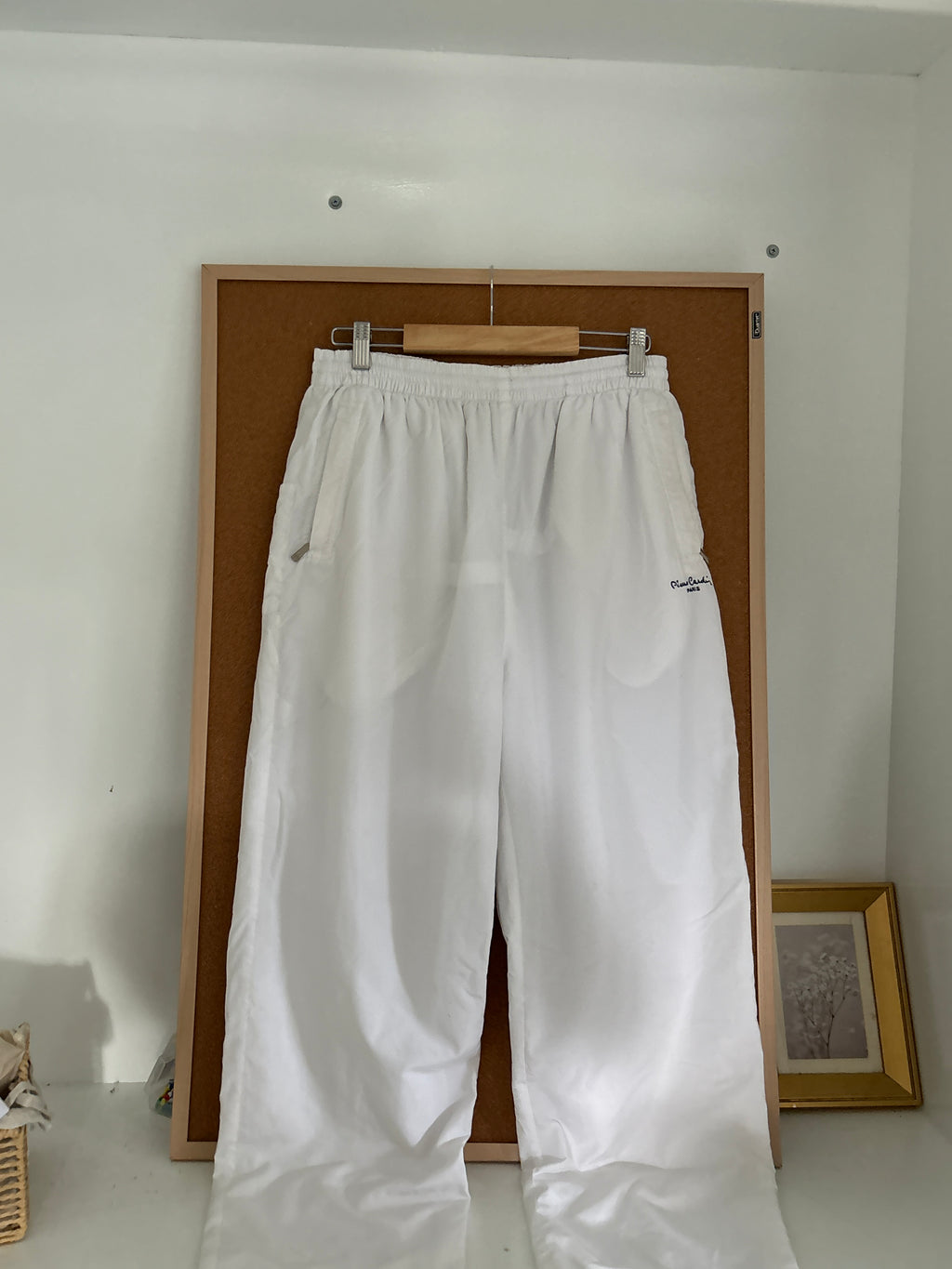 White parachute pants