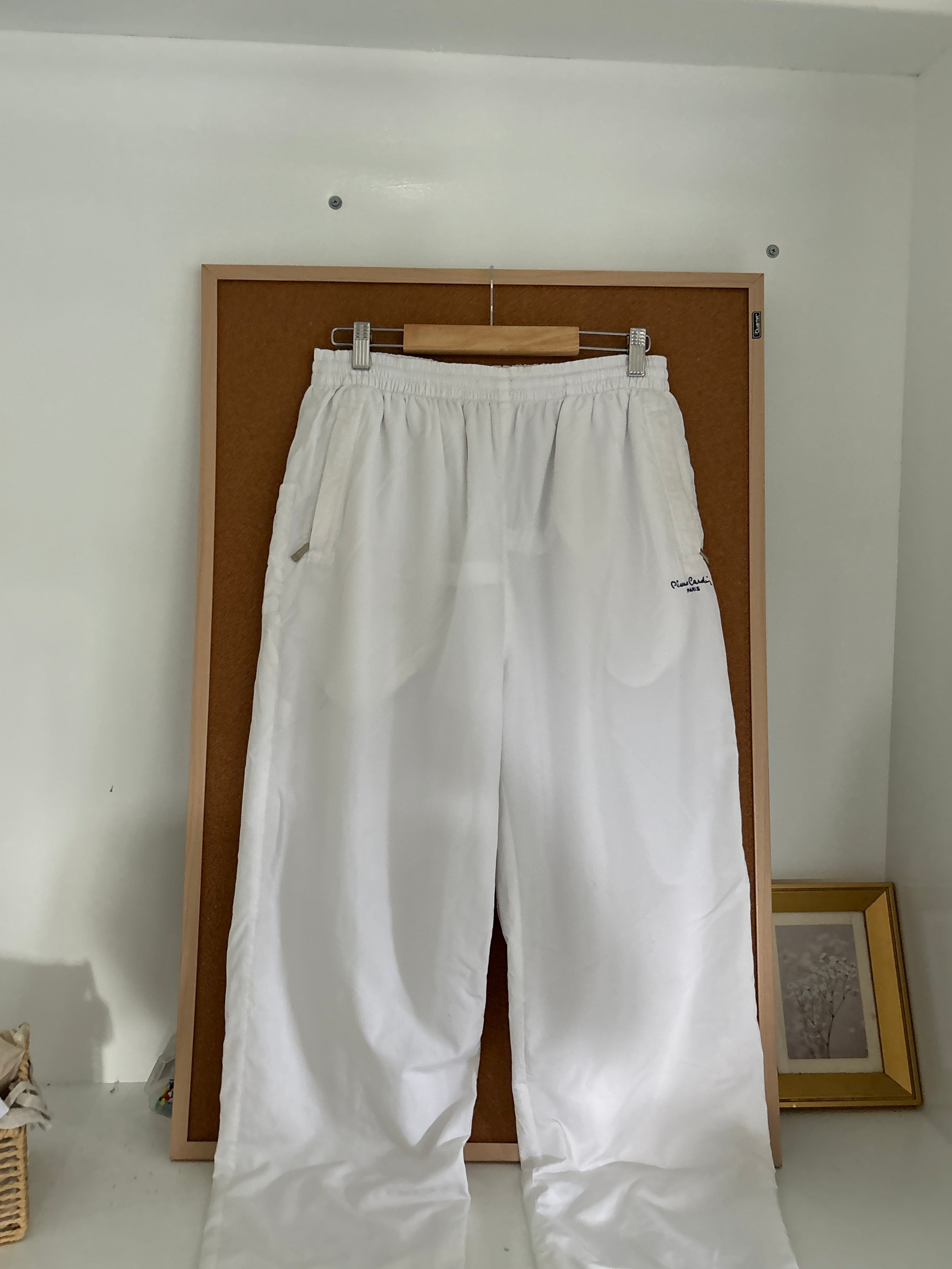 White parachute pants
