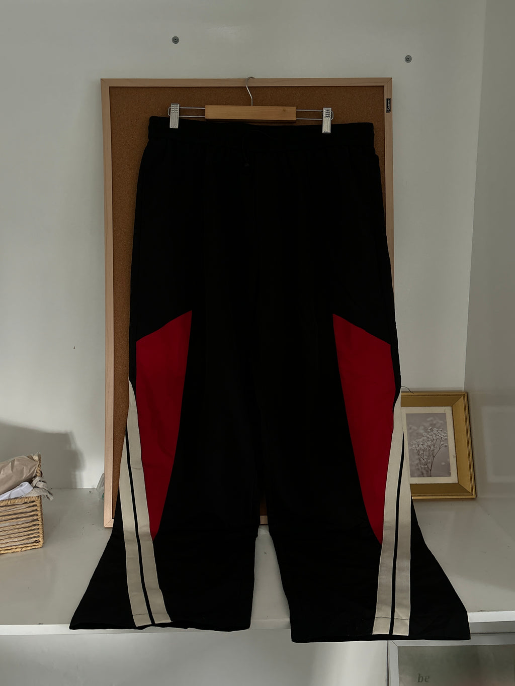 Black/Red parachute pants