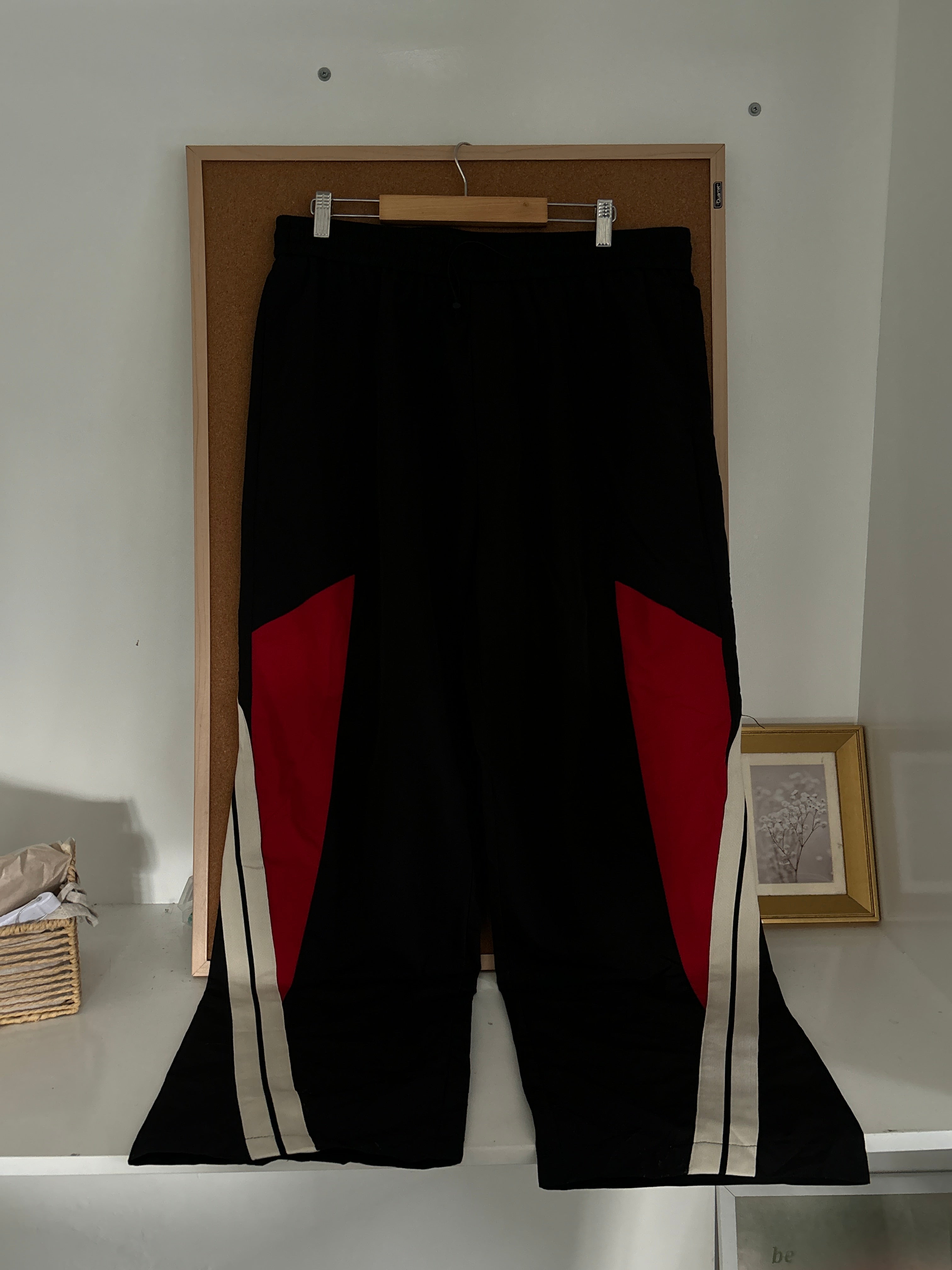 Black/Red parachute pants