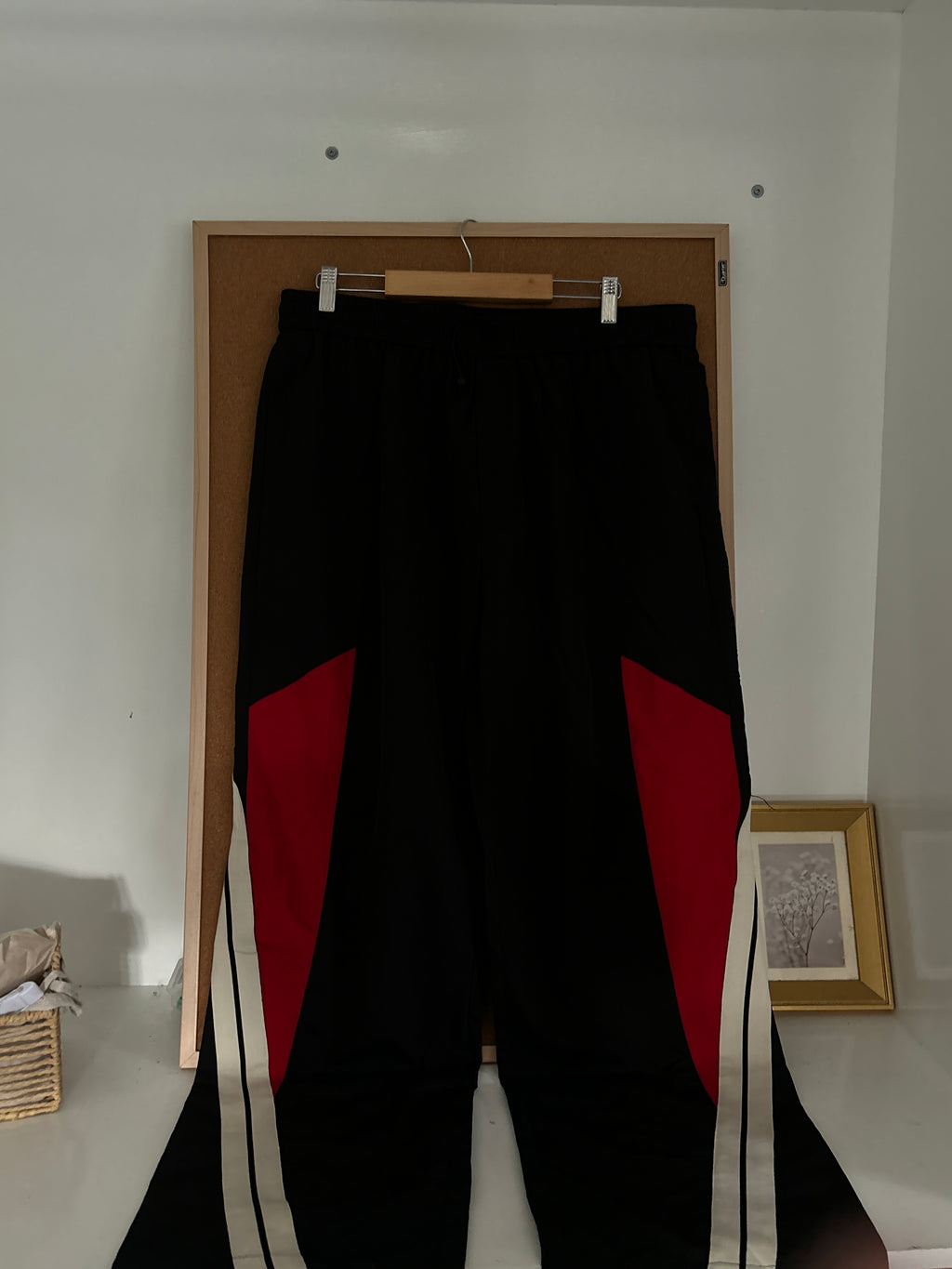 Black/Red parachute pants