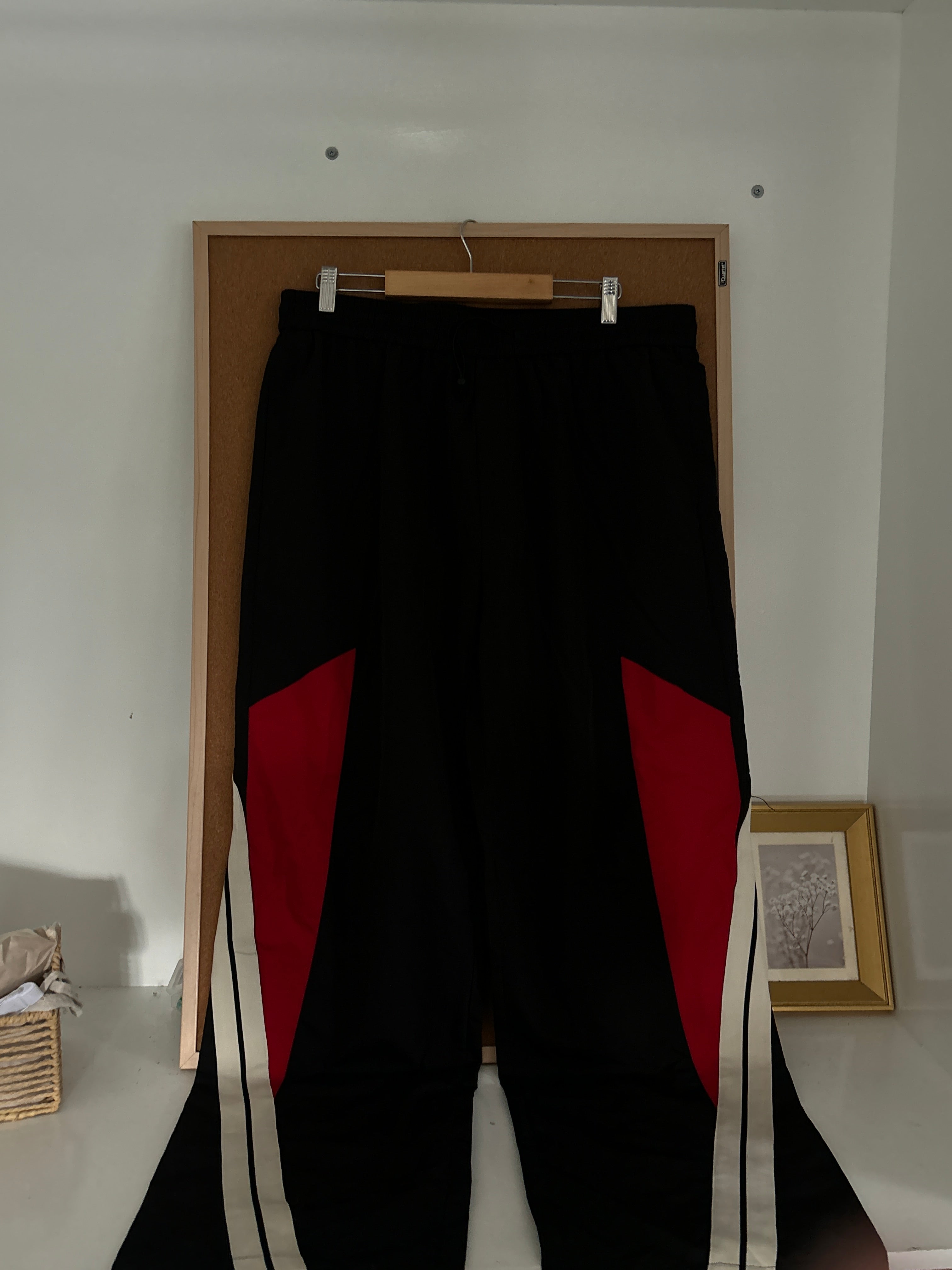 Black/Red parachute pants
