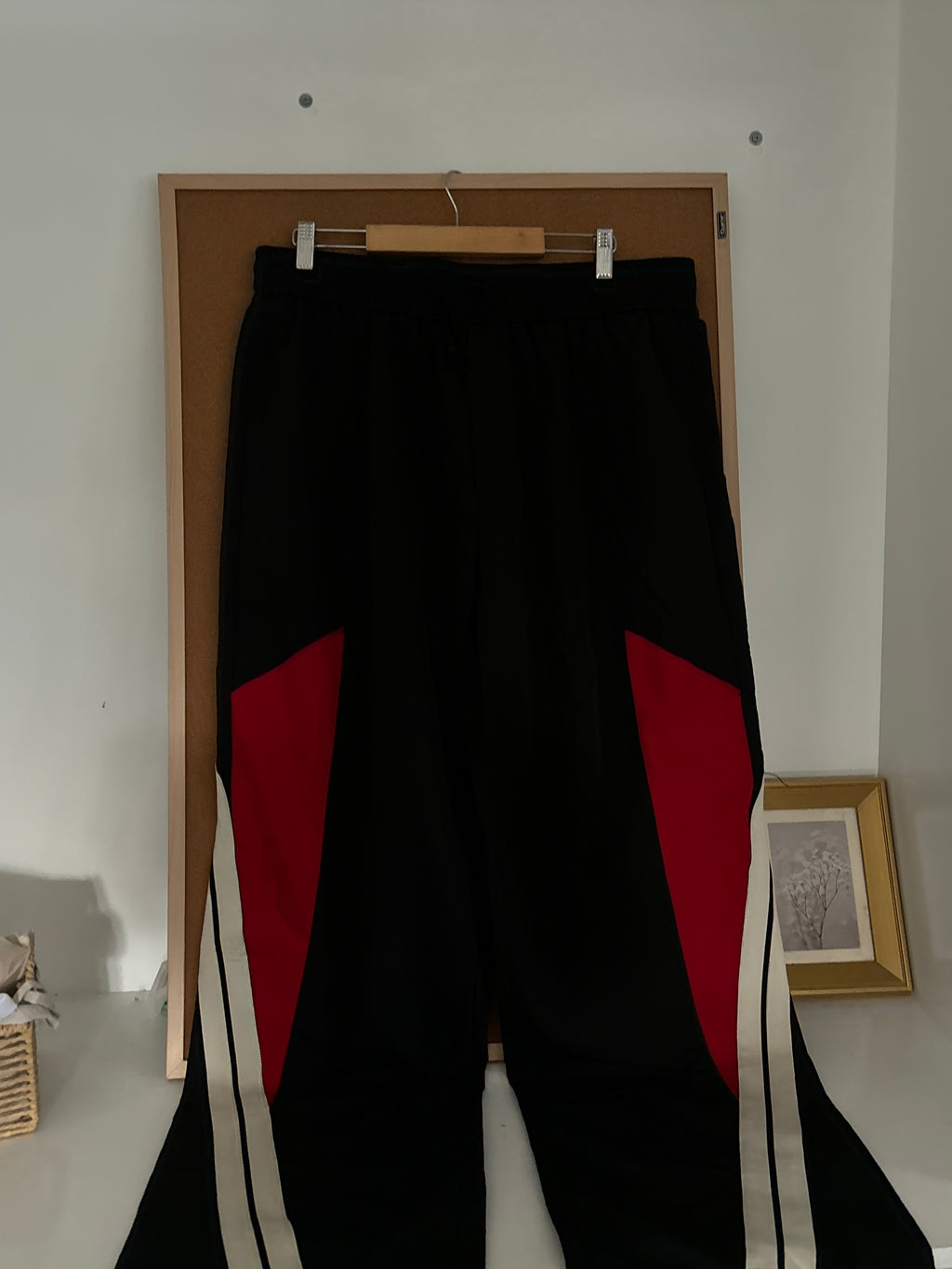 Black/Red parachute pants