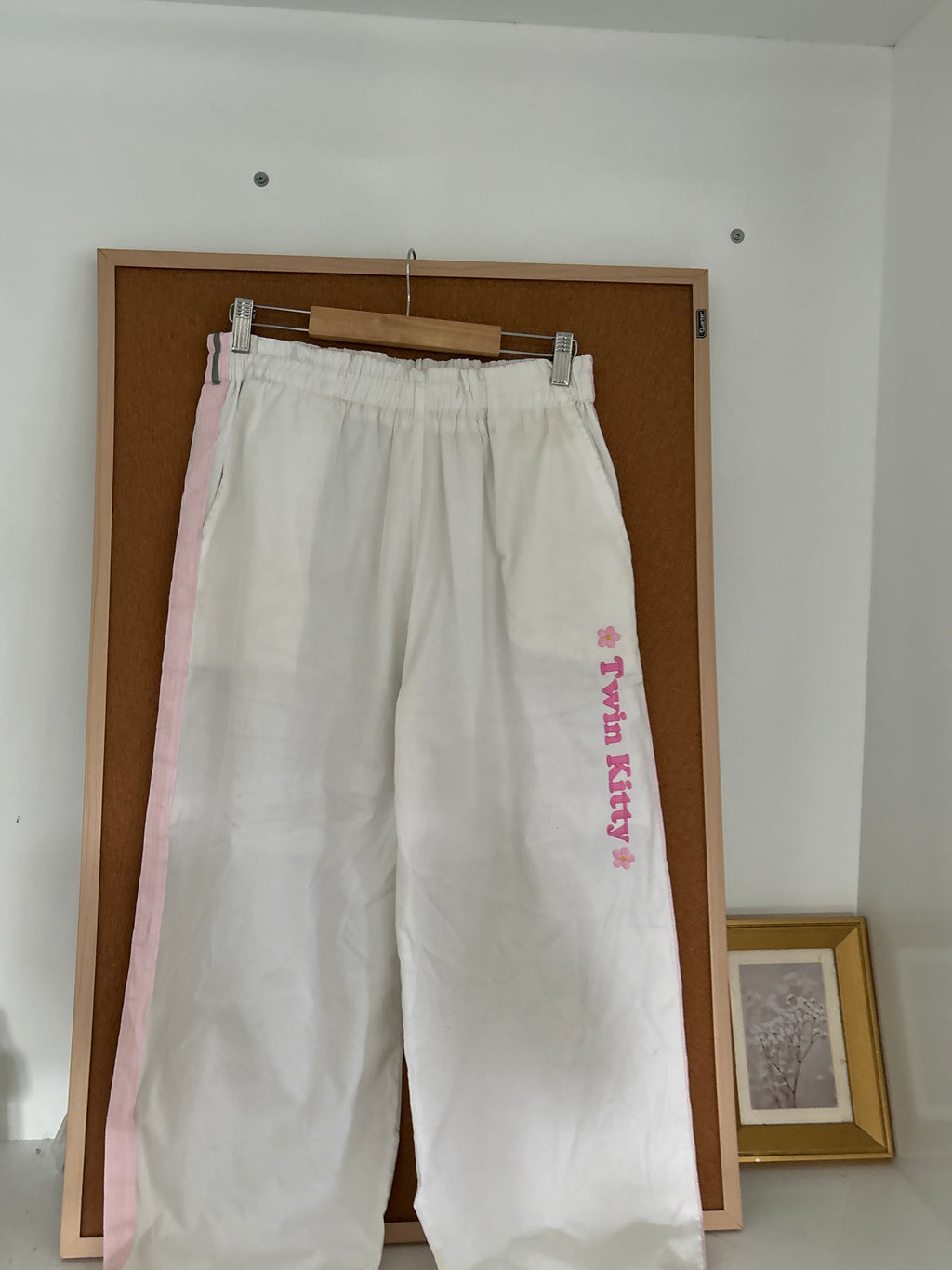 White parachute pants