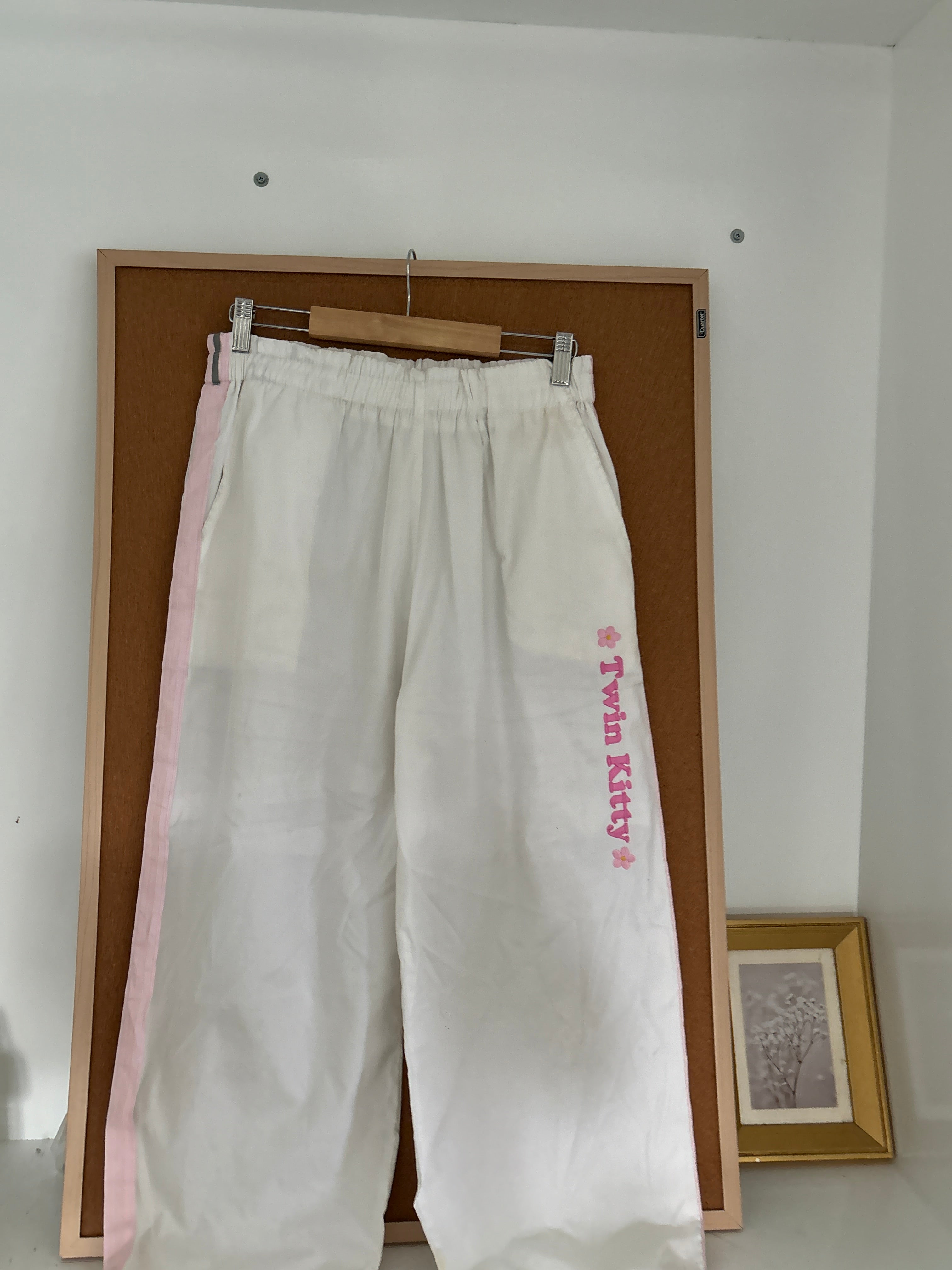 White parachute pants