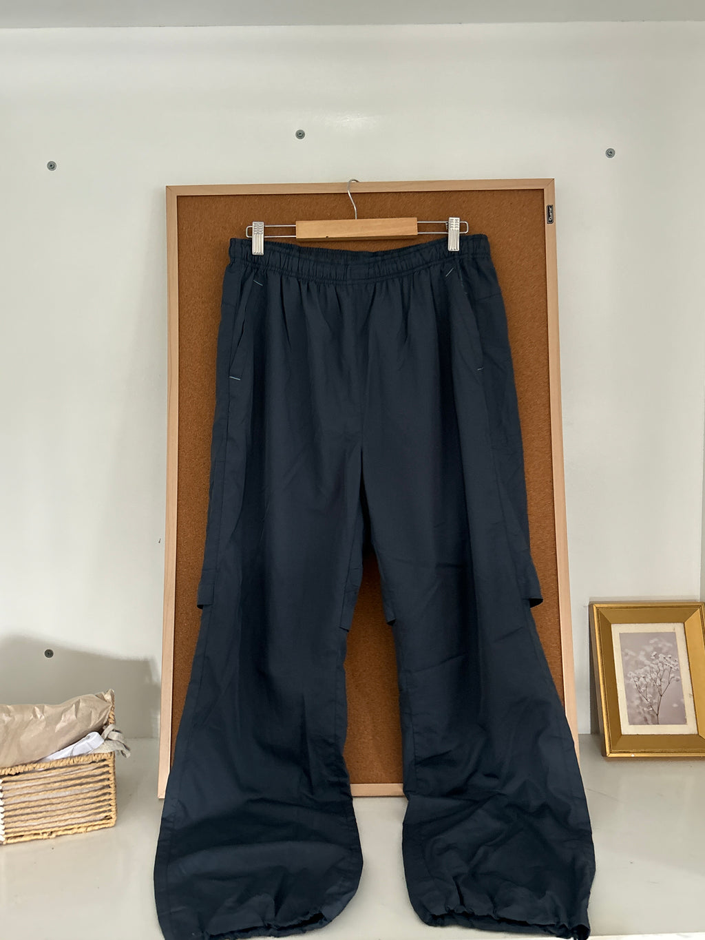 Blue parachute pants