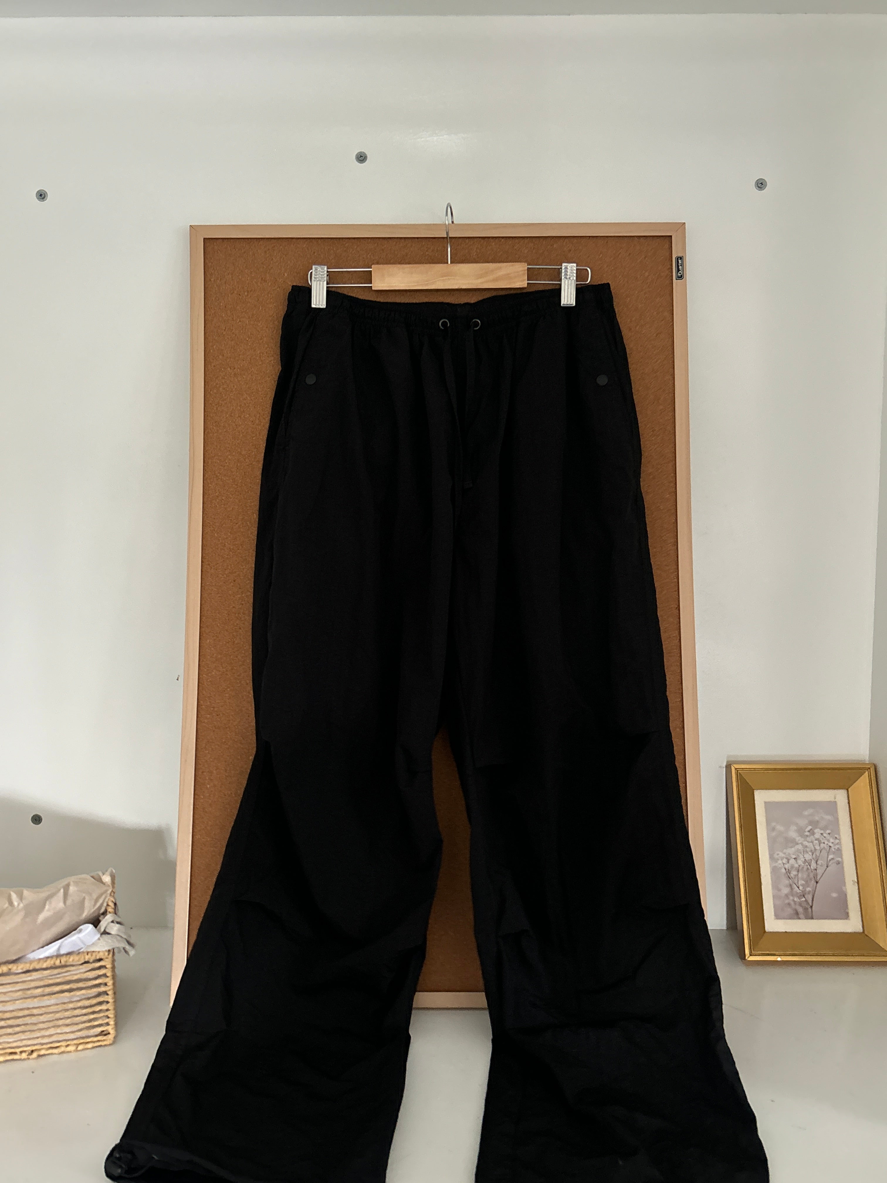 Black parachute pants