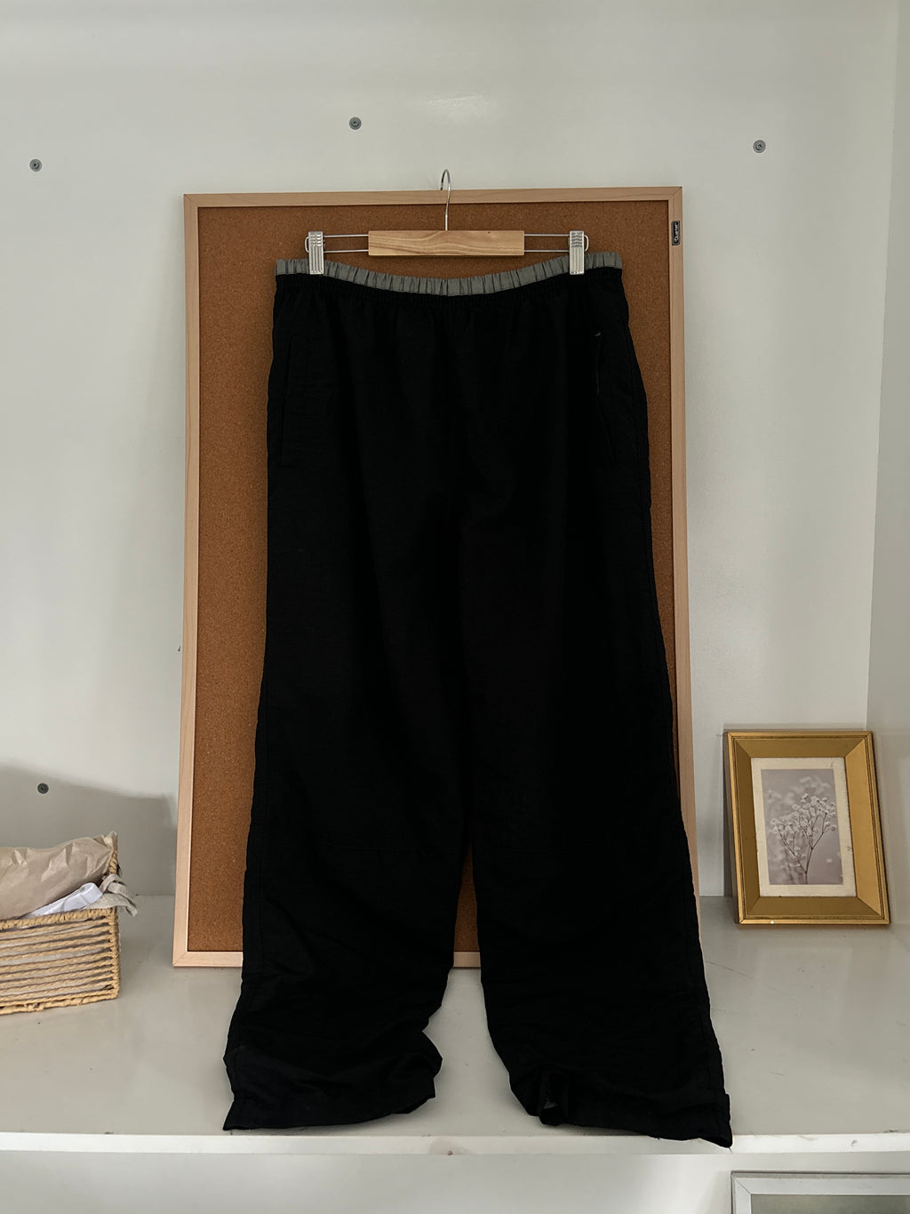 Black parachute pants
