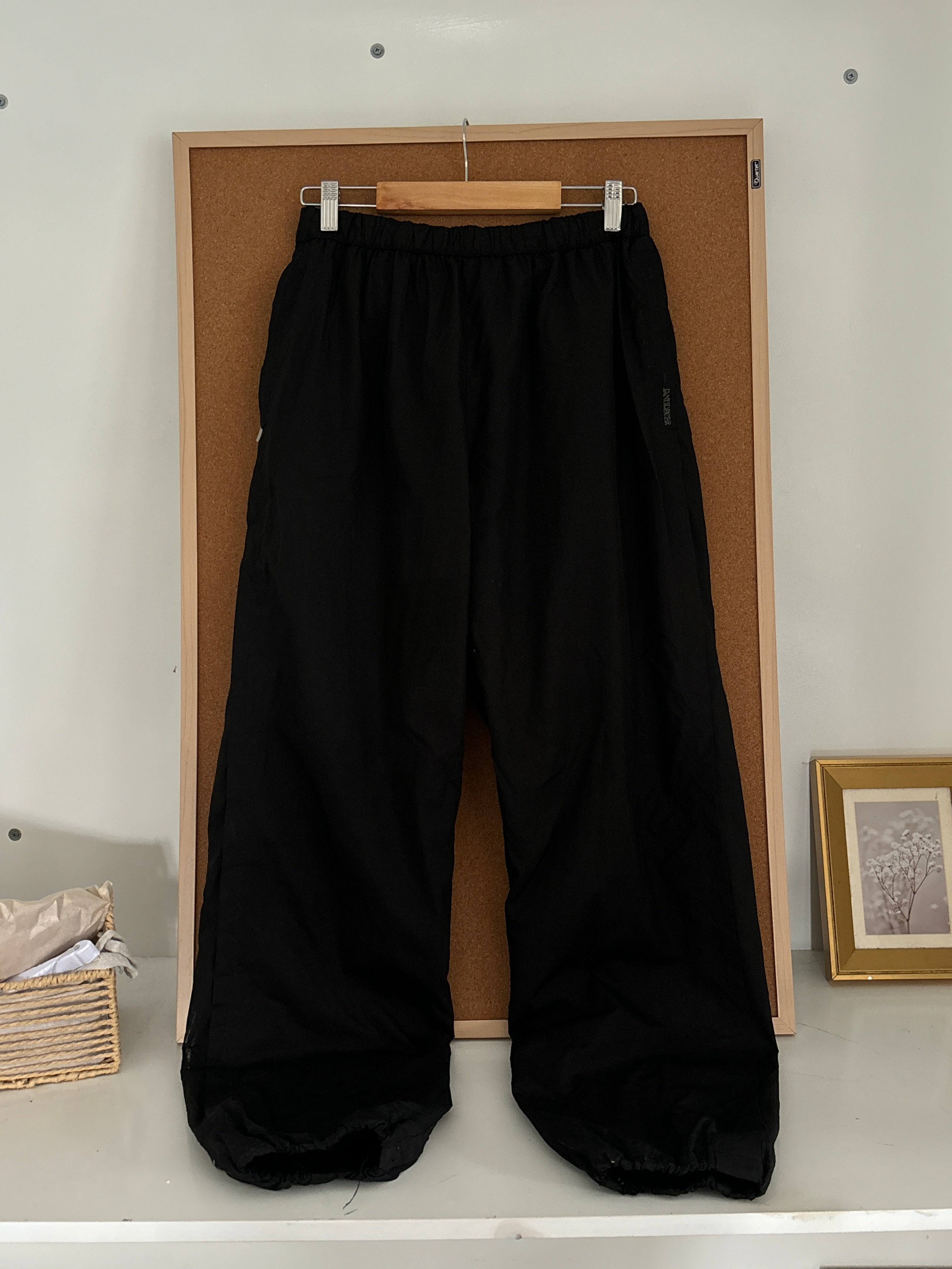 Black parachute pants