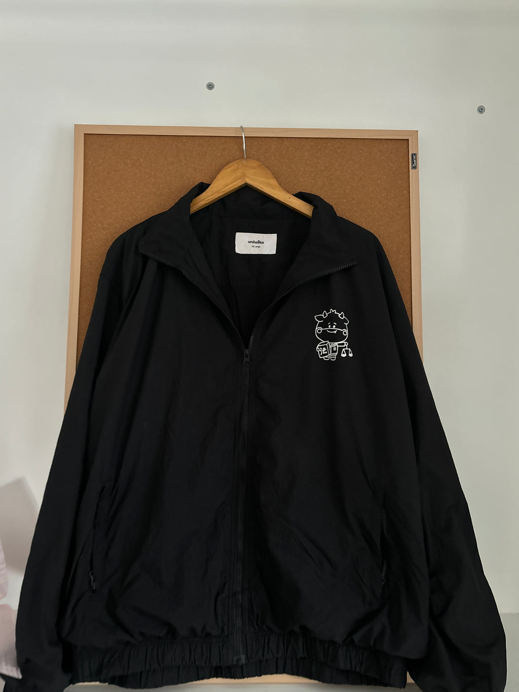 Black Graphic Windbreaker Jacket
