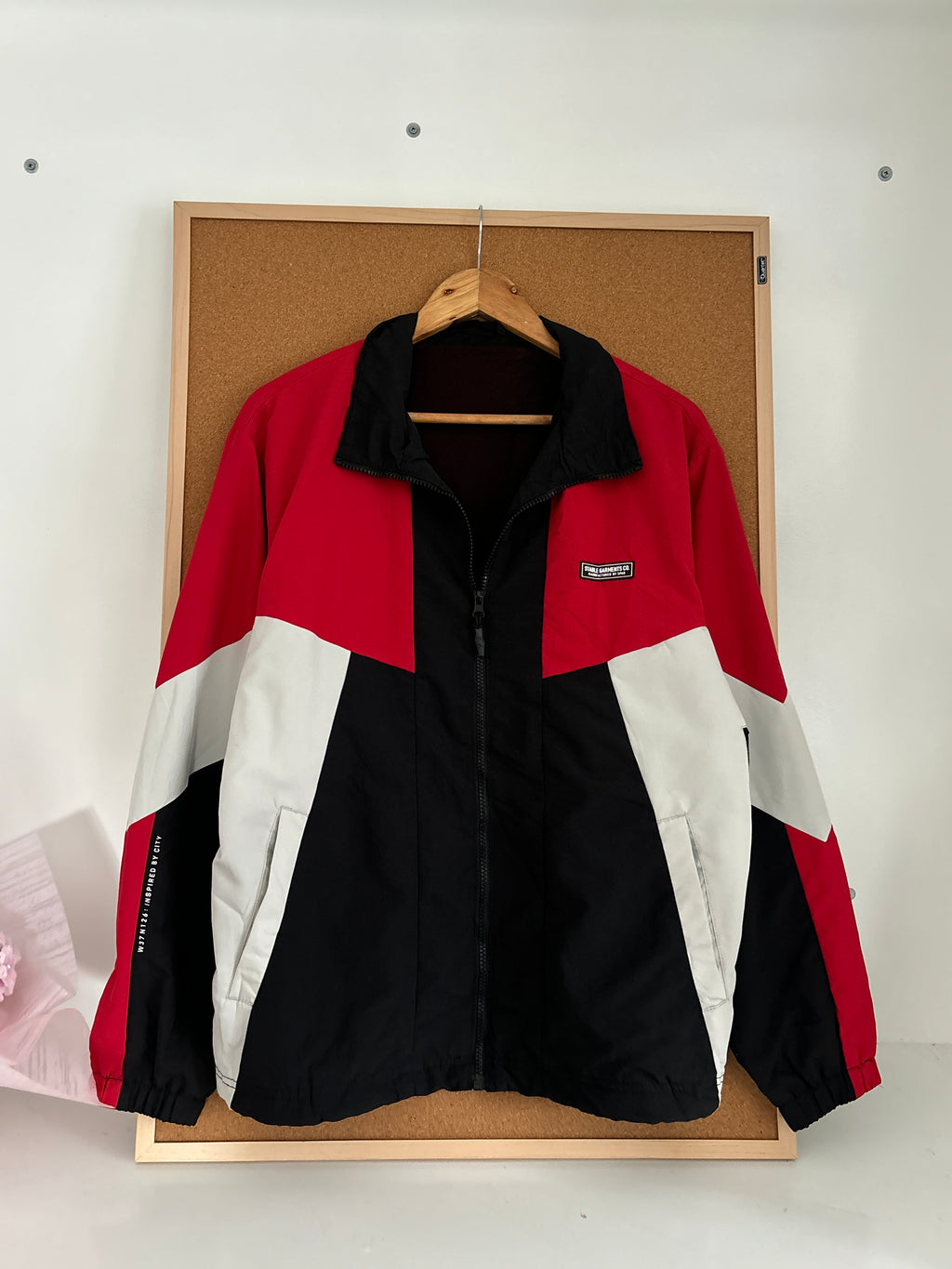 Colorblock Windbreaker Jacket (Red/Black/White)