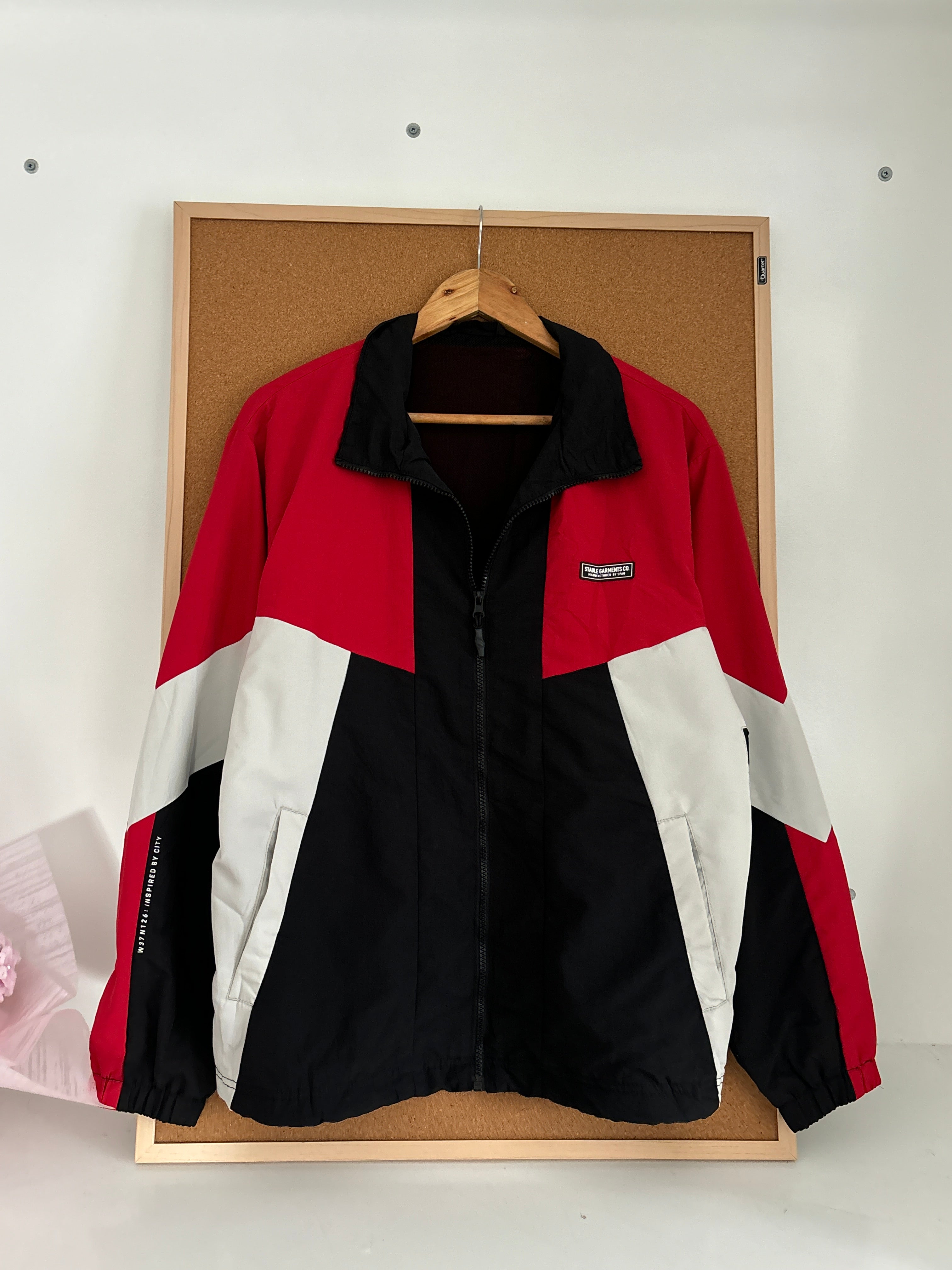 Colorblock Windbreaker Jacket (Red/Black/White)
