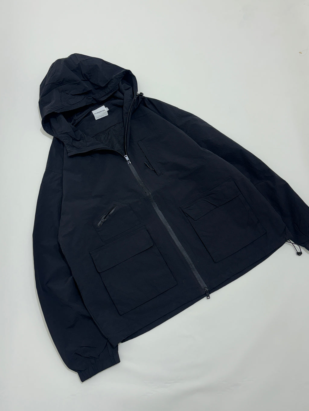 black hooded winter parka-style jacket