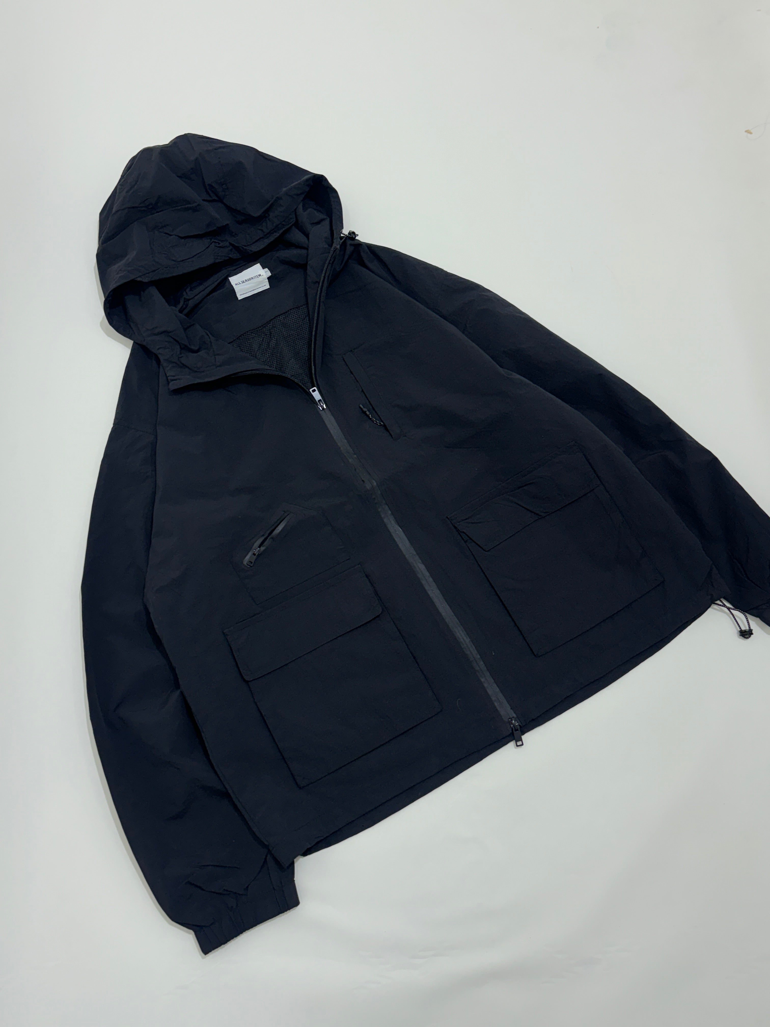 black hooded winter parka-style jacket
