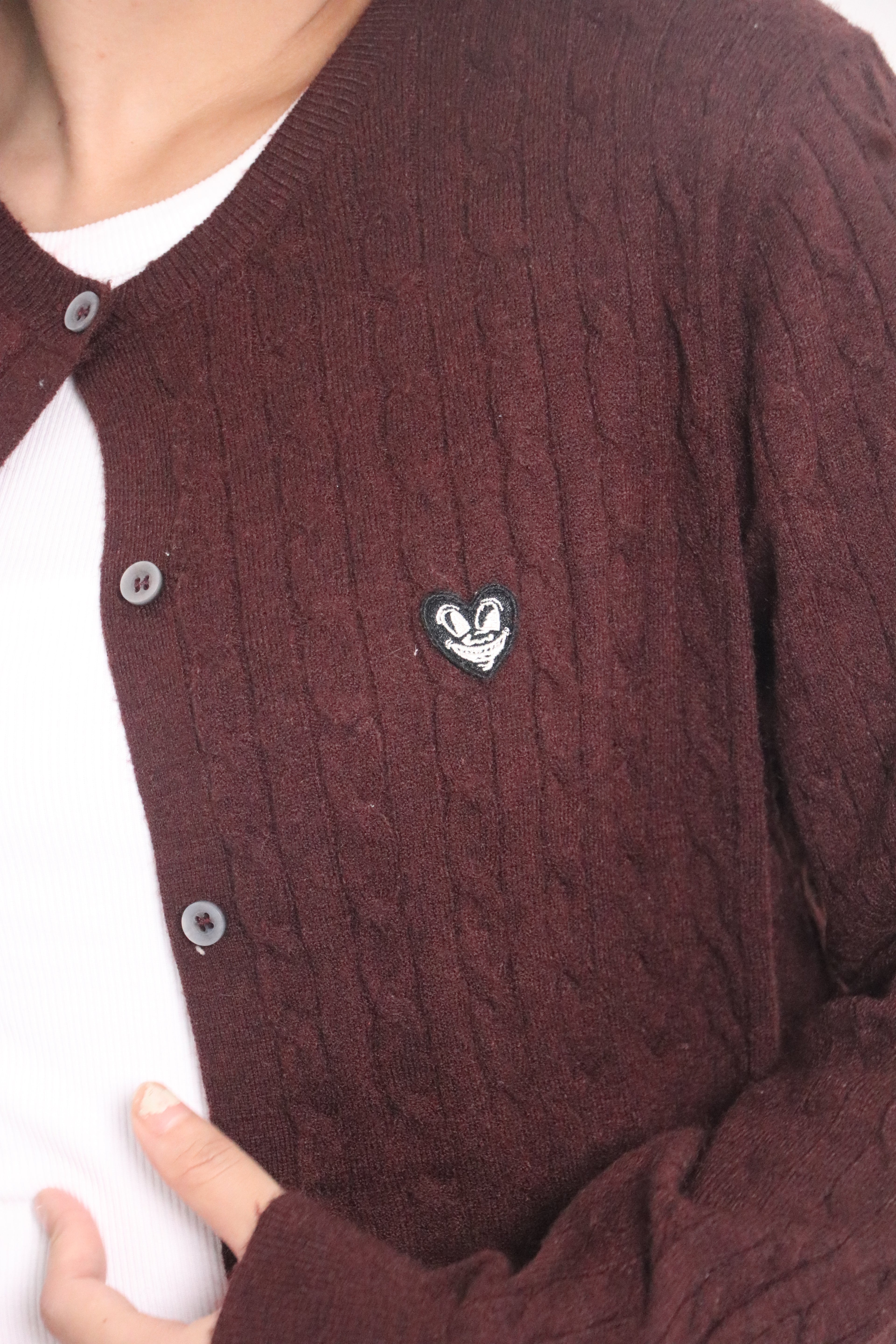 Maroon Cardigan.