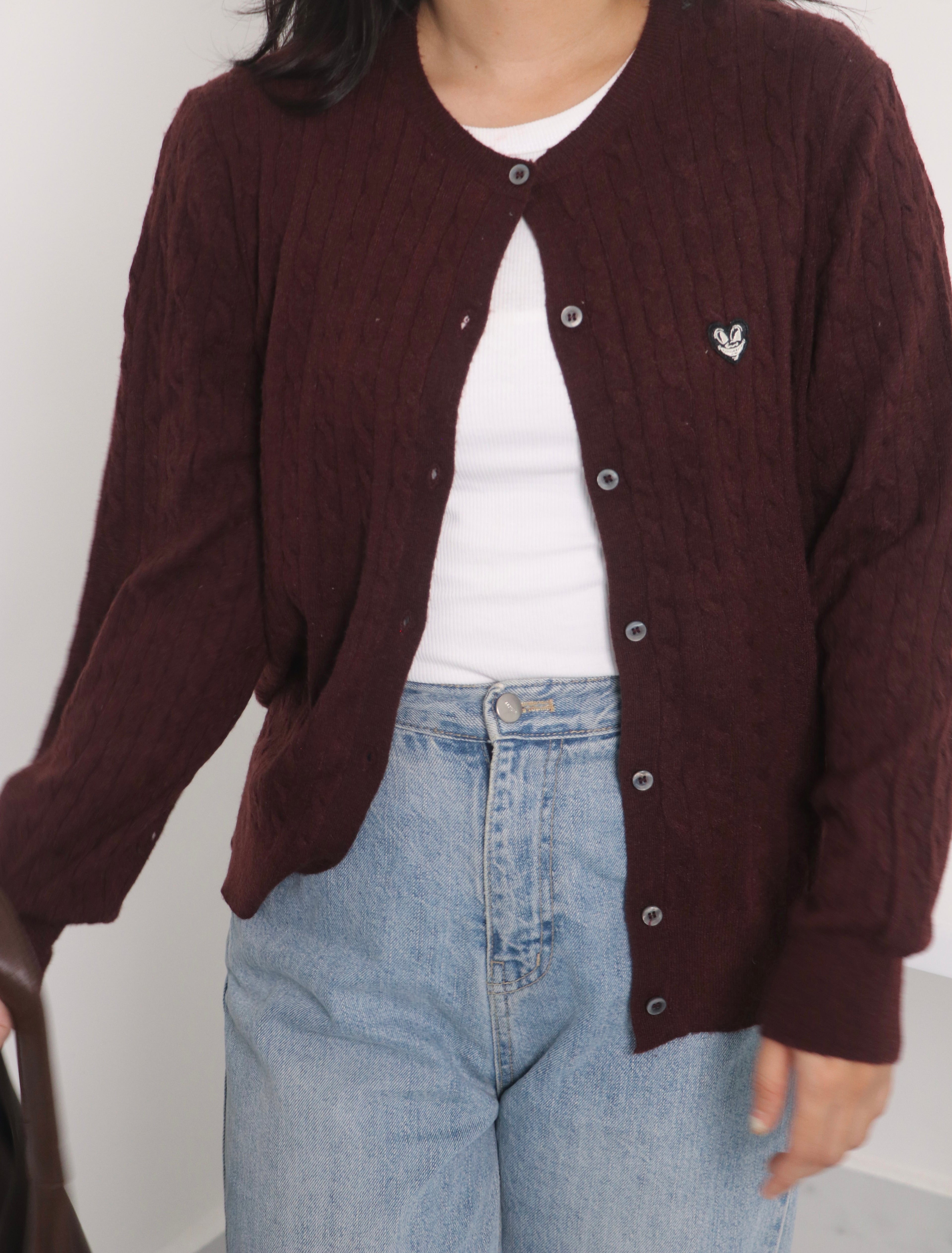 Maroon Cardigan.