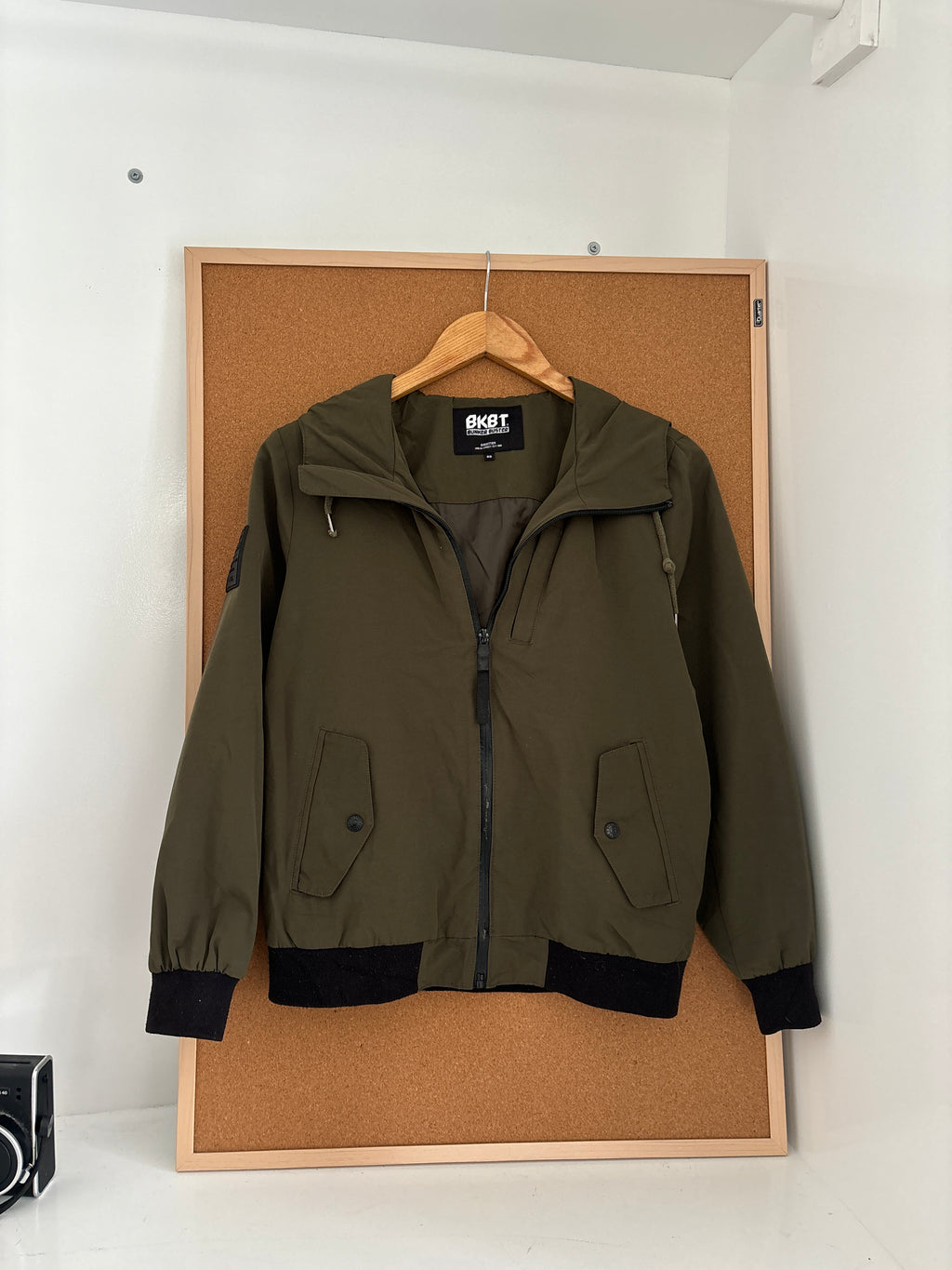 Olive Green Hooded Bomber Jacket