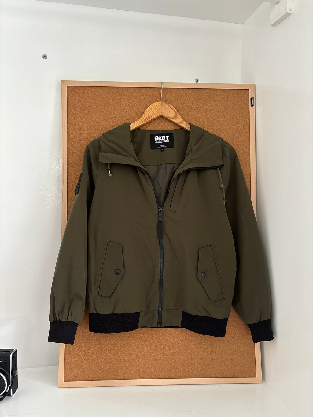 Olive Green Hooded Bomber Jacket