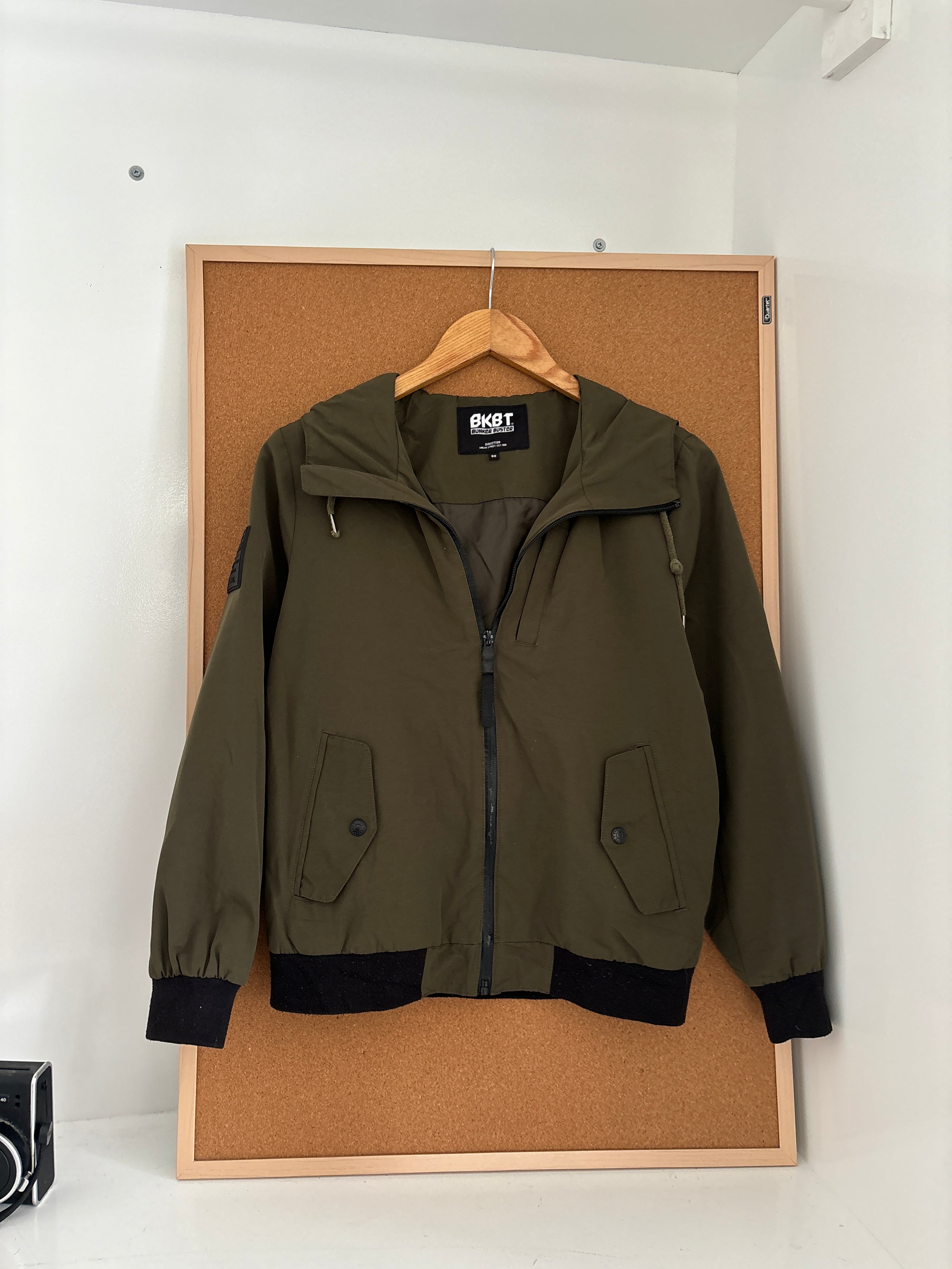Olive Green Hooded Bomber Jacket