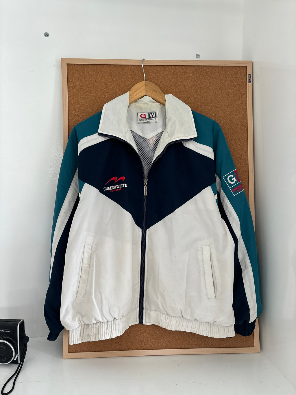 vintage-style zip-up windbreaker jacket