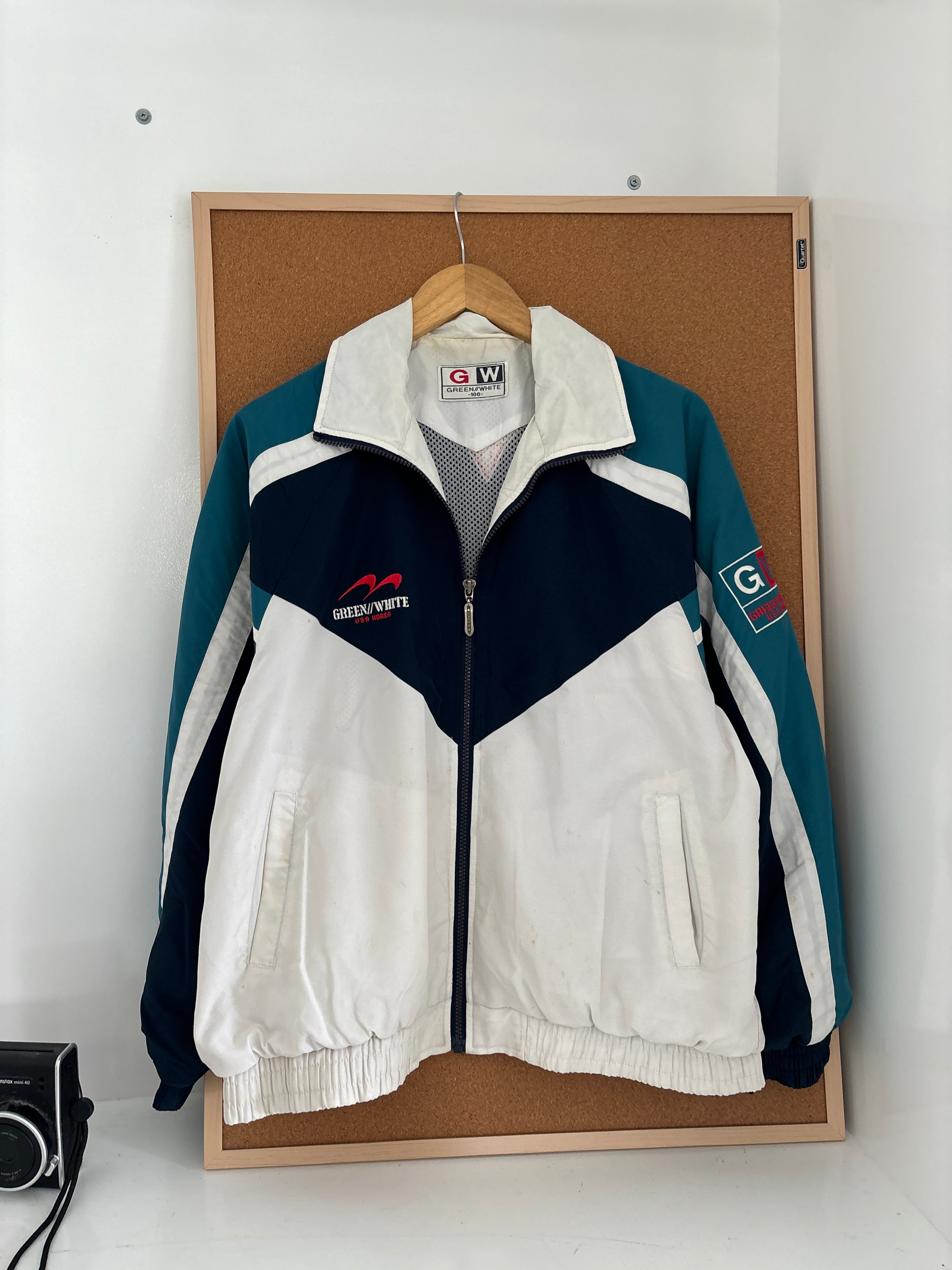 vintage-style zip-up windbreaker jacket