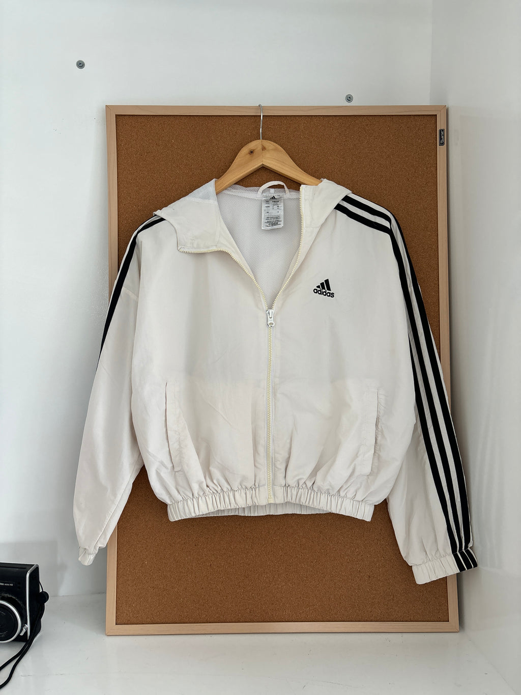 Adidas White 3-Stripes Windbreaker Jacket