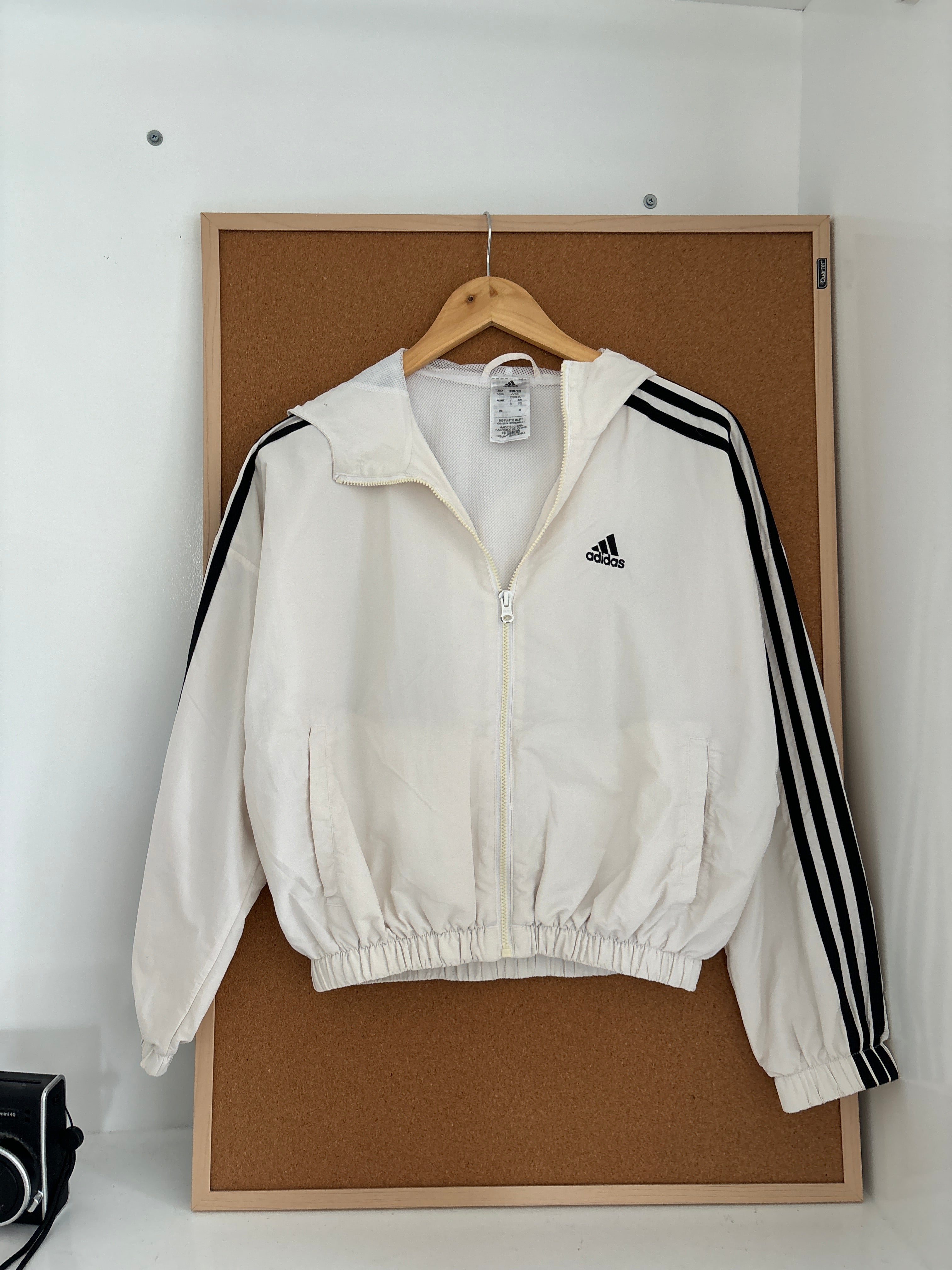 Adidas White 3-Stripes Windbreaker Jacket