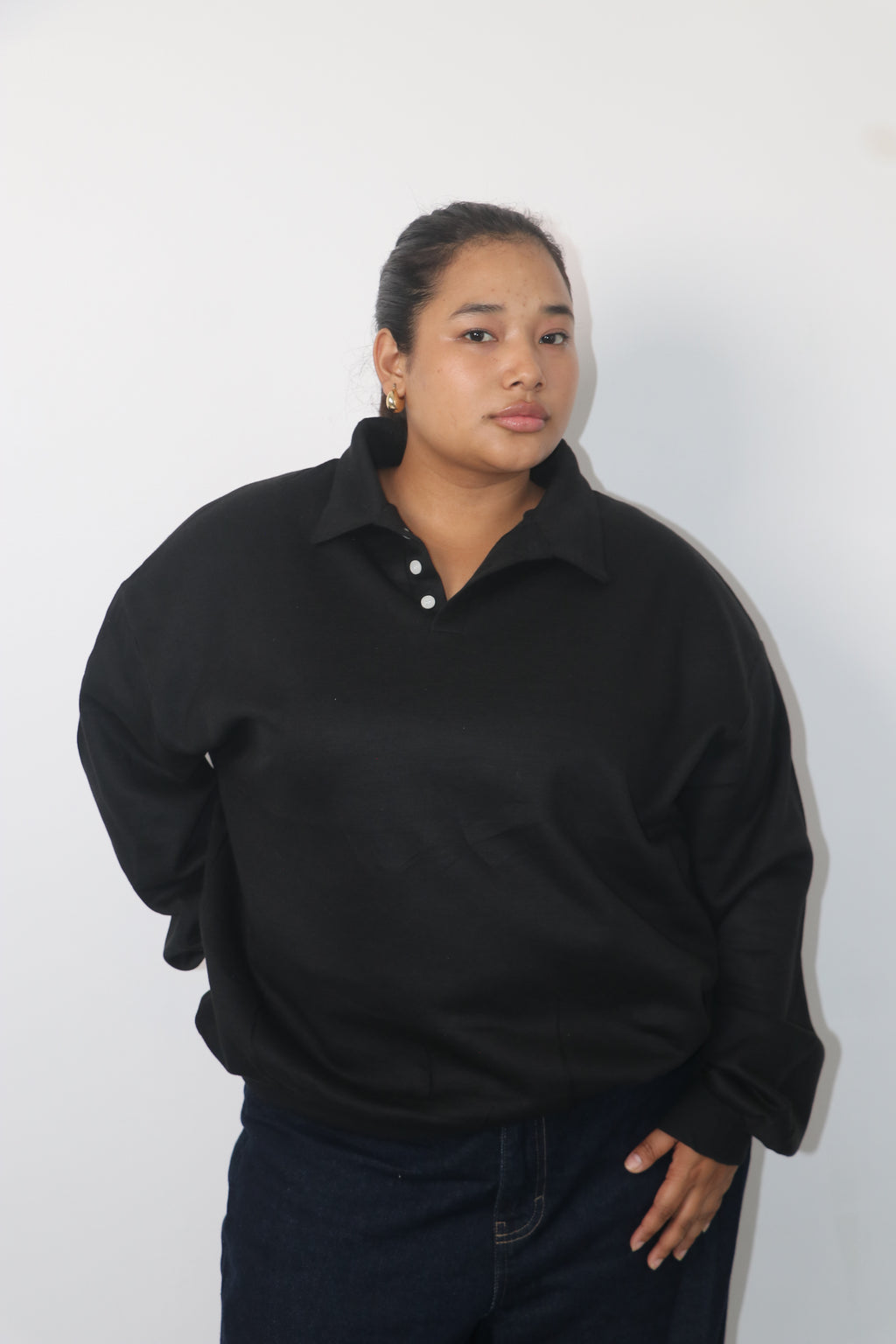 Half button sweatshirt