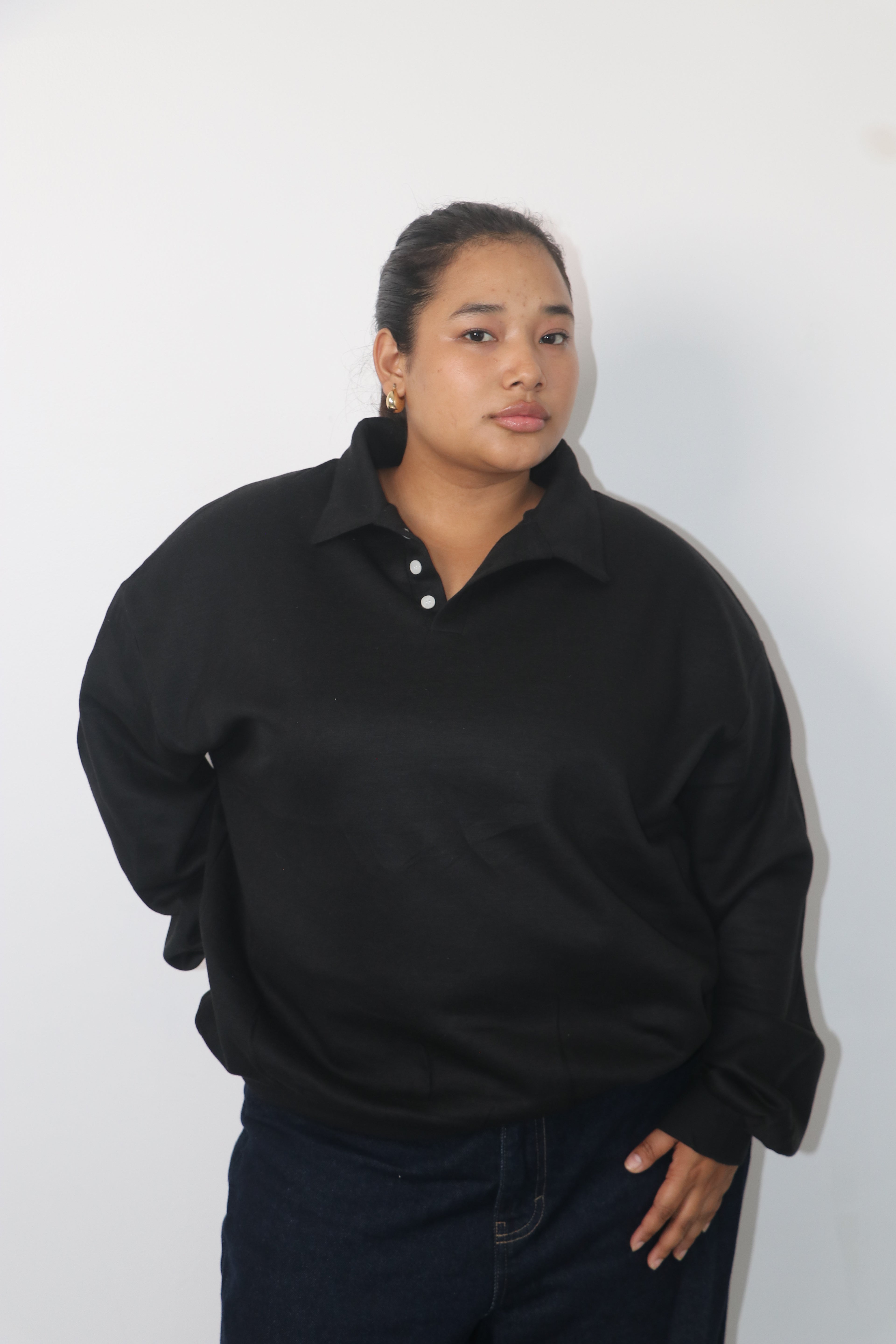 Half button sweatshirt