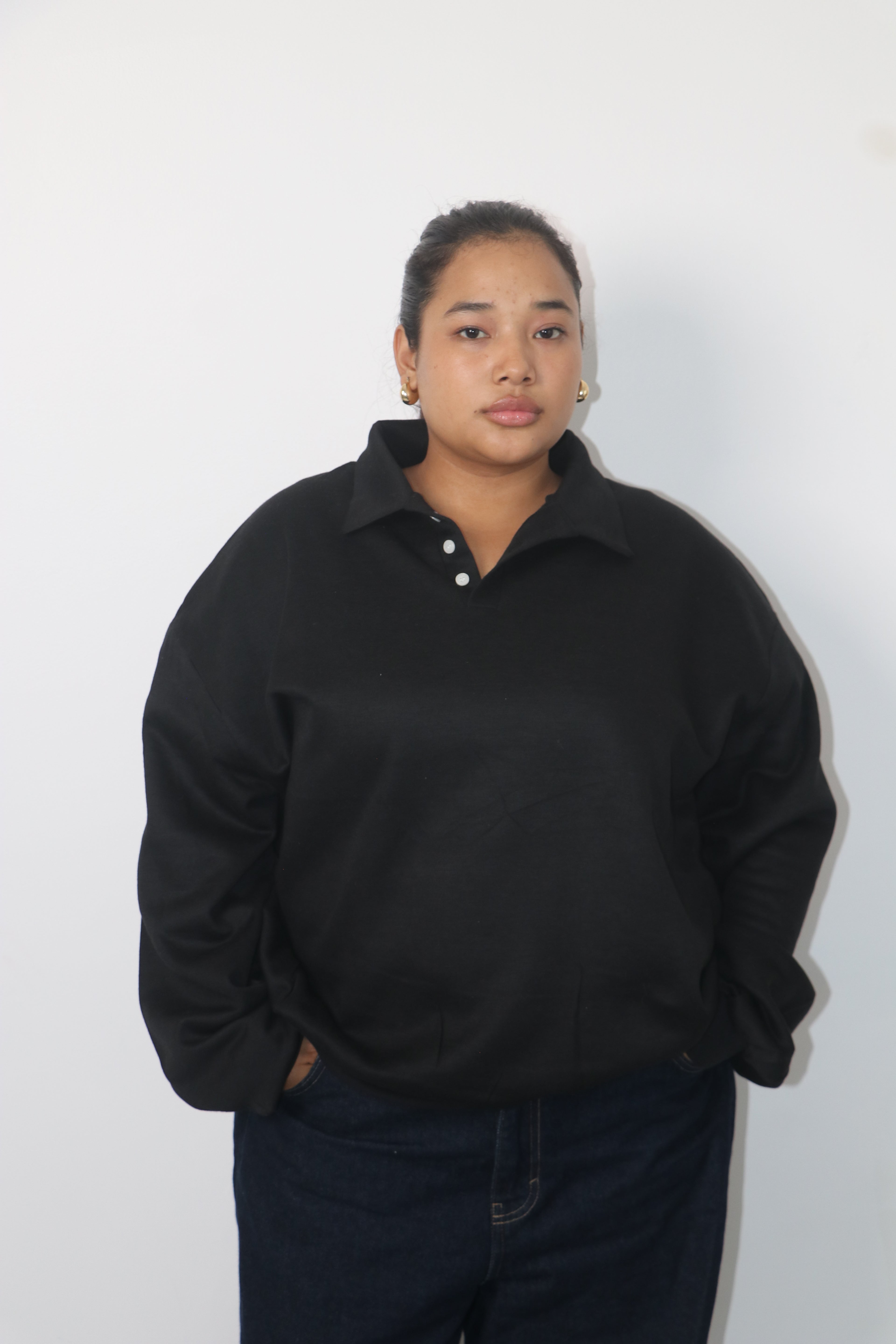 Half button sweatshirt